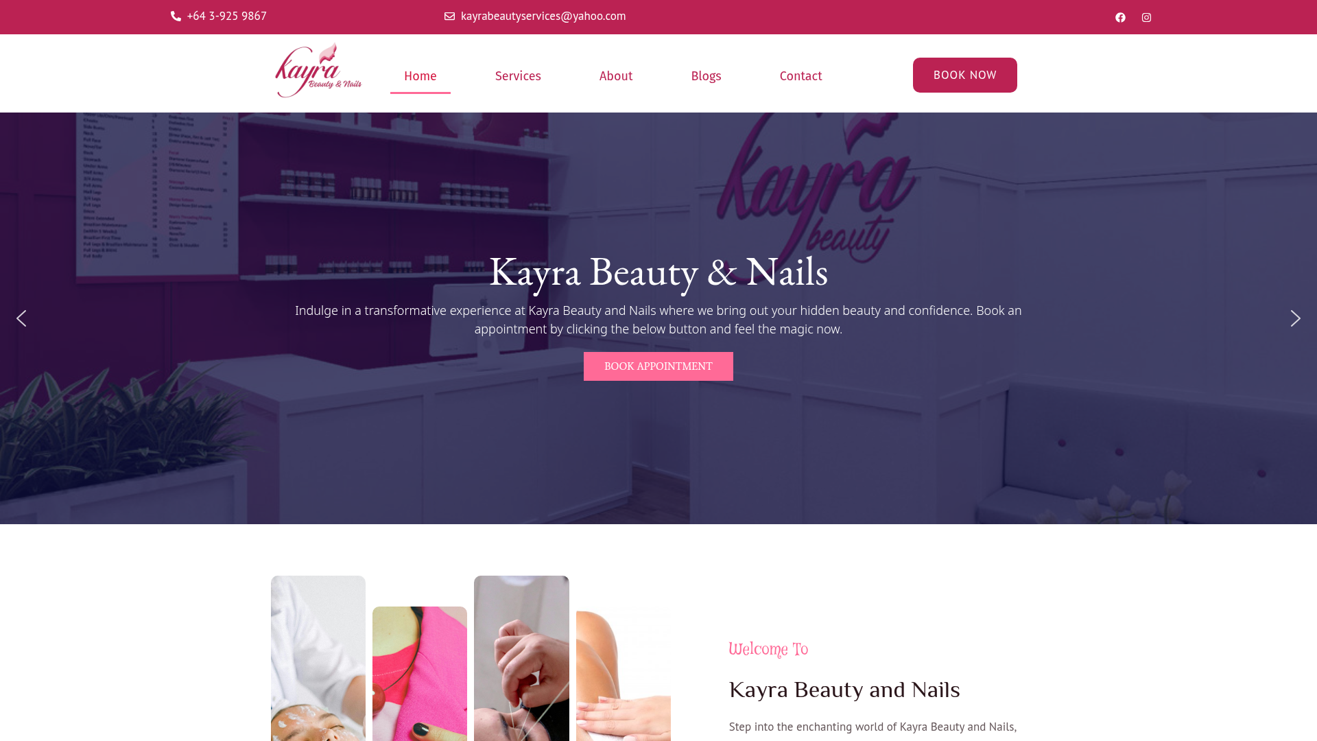 Website snapshot for Kayra Beauty