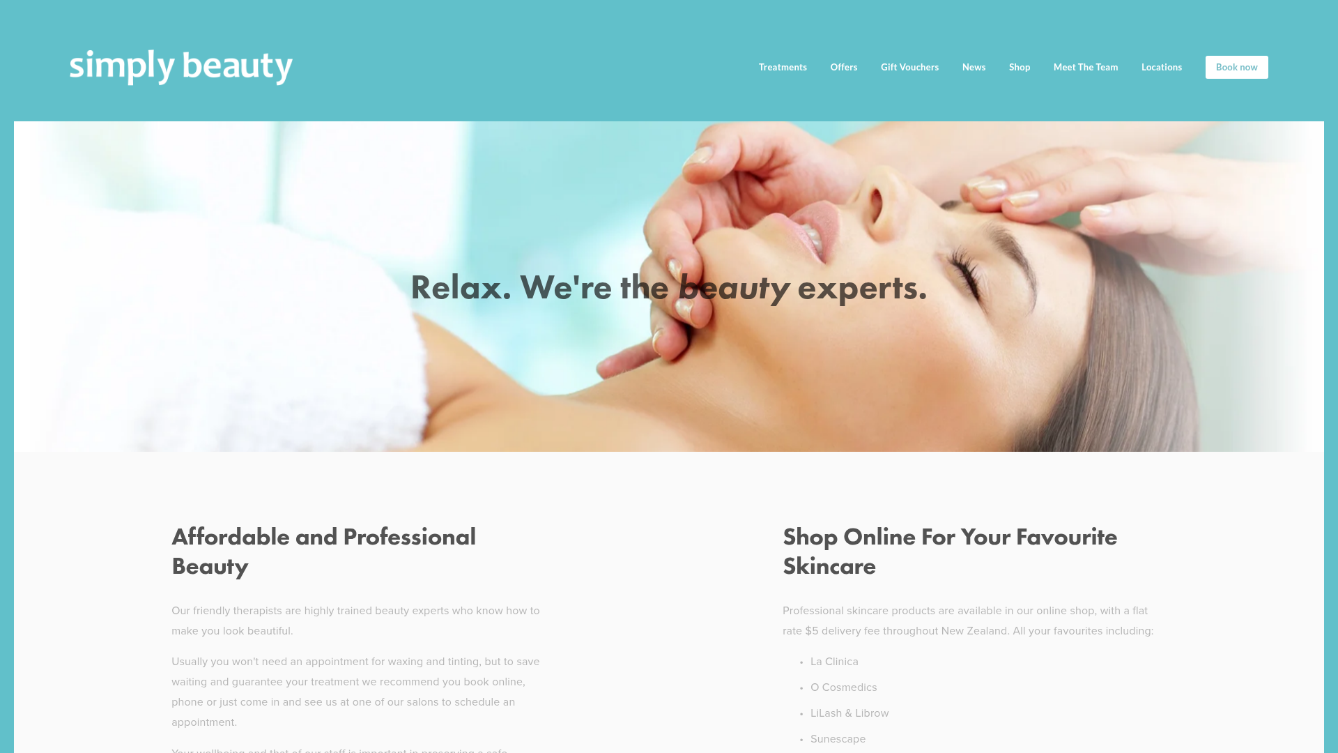Website snapshot for Simply Beauty