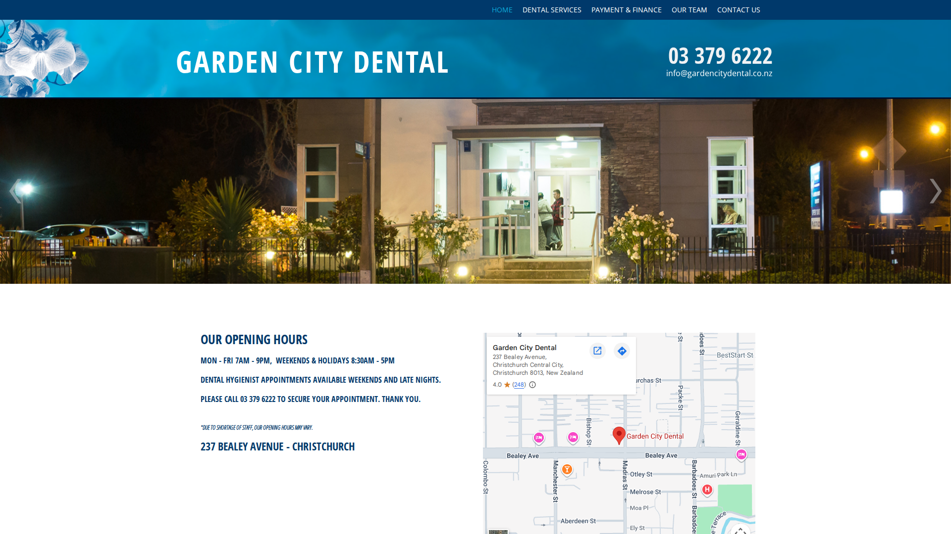 Website snapshot for Garden City Dental