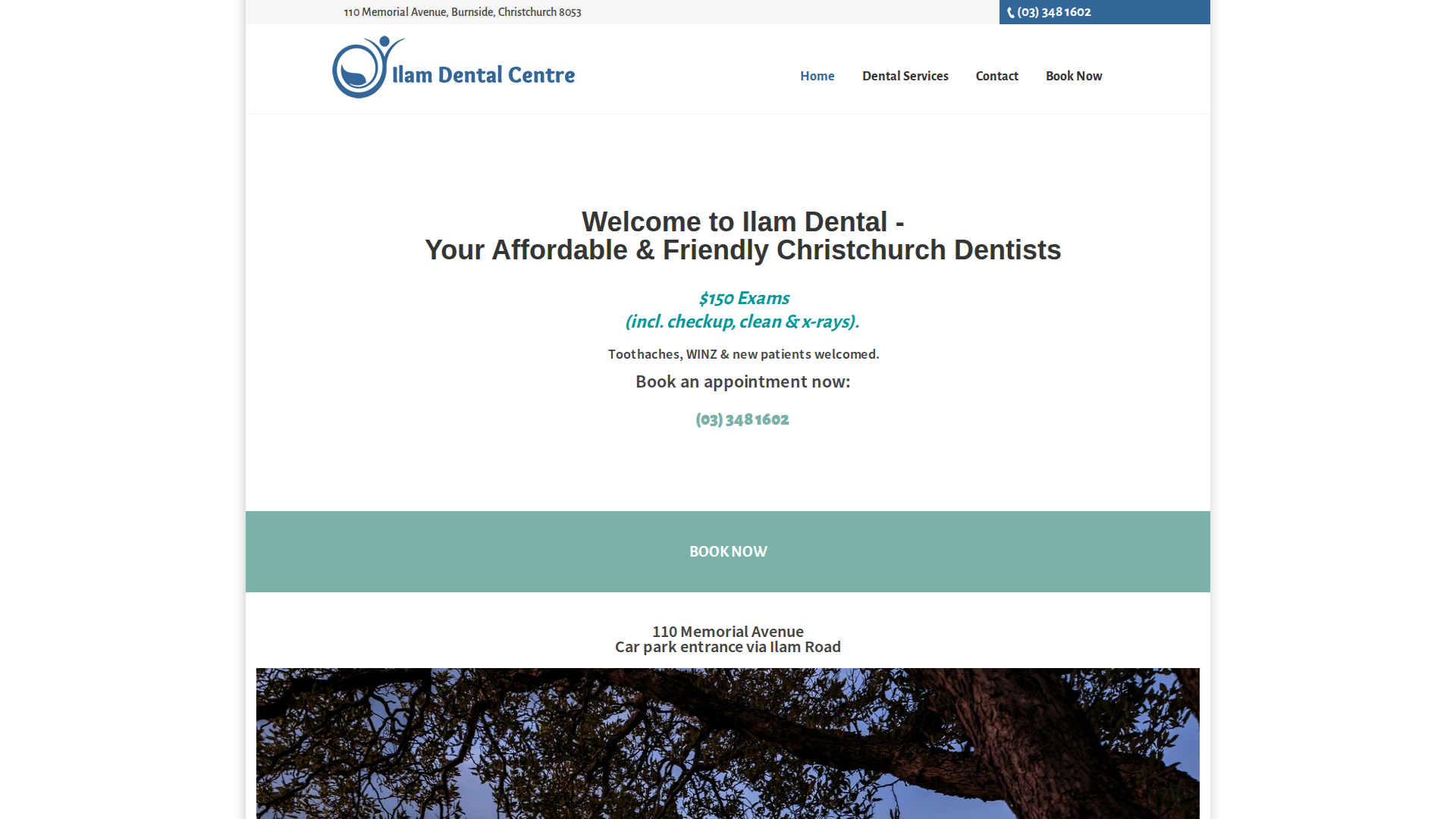 Website snapshot for Ilam Dental Centre