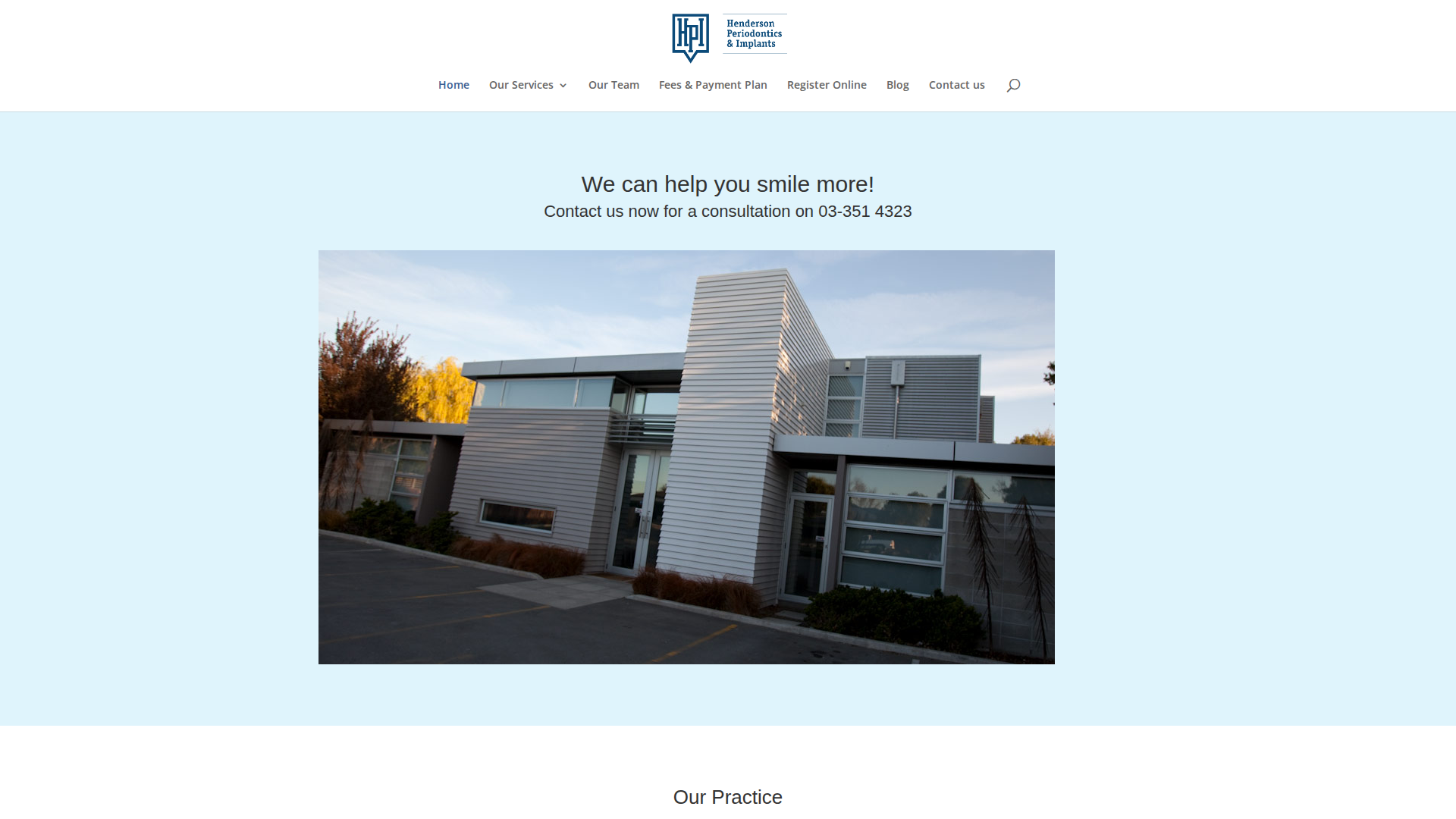 Website snapshot for Henderson Periodontics & Implants