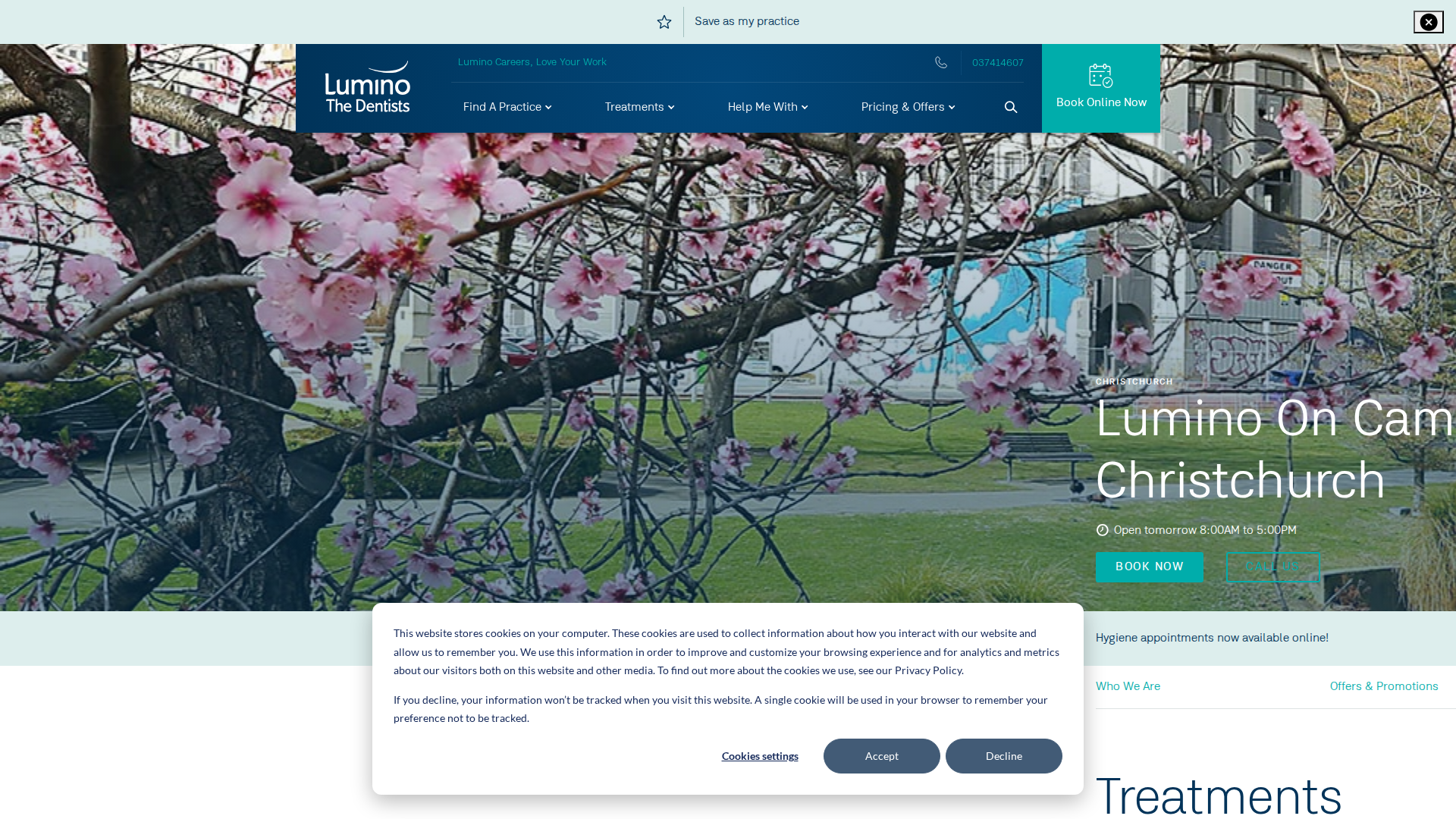 Website snapshot for Lumino On Cambridge Christchurch