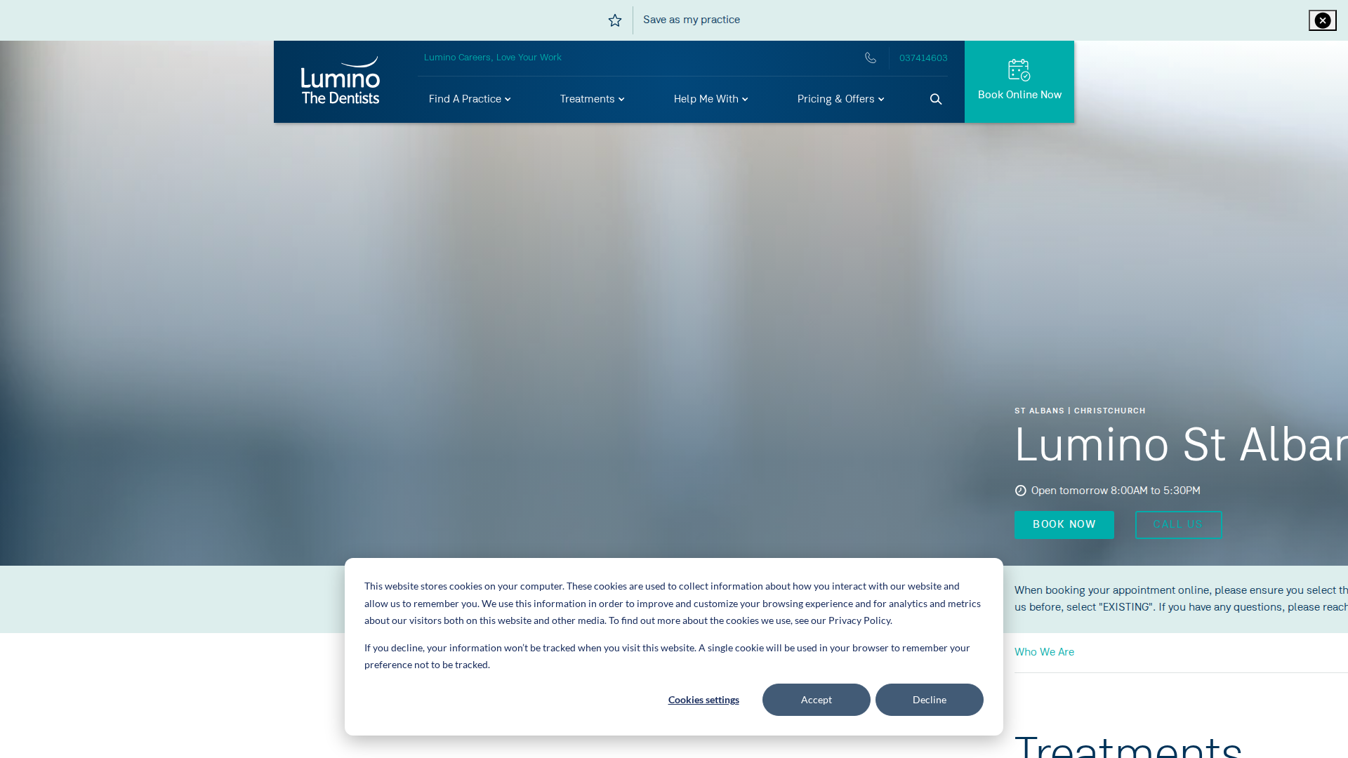 Website snapshot for Lumino St Albans - Lumino The Dentists