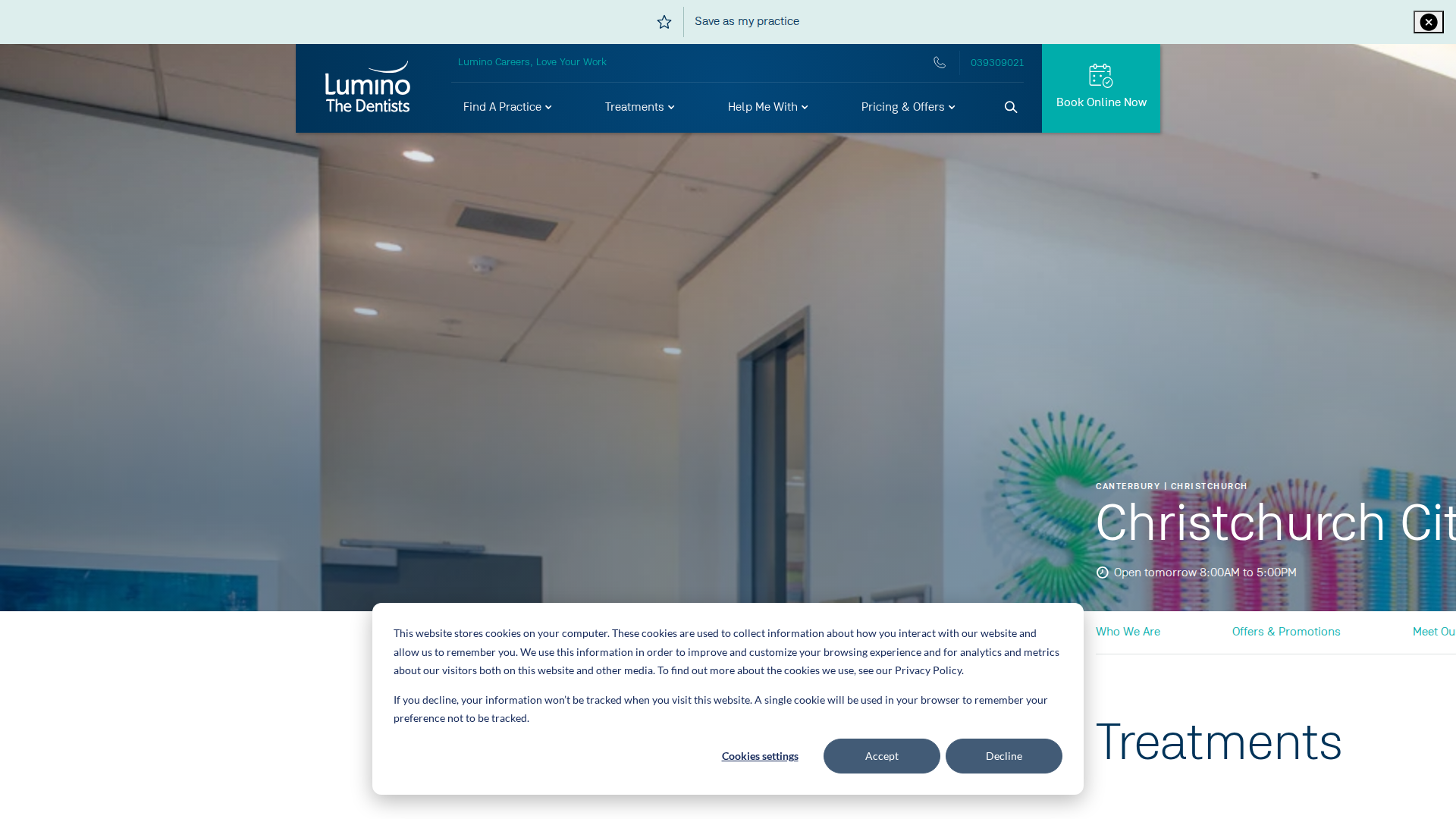 Website snapshot for Lumino The Dentists Christchurch City