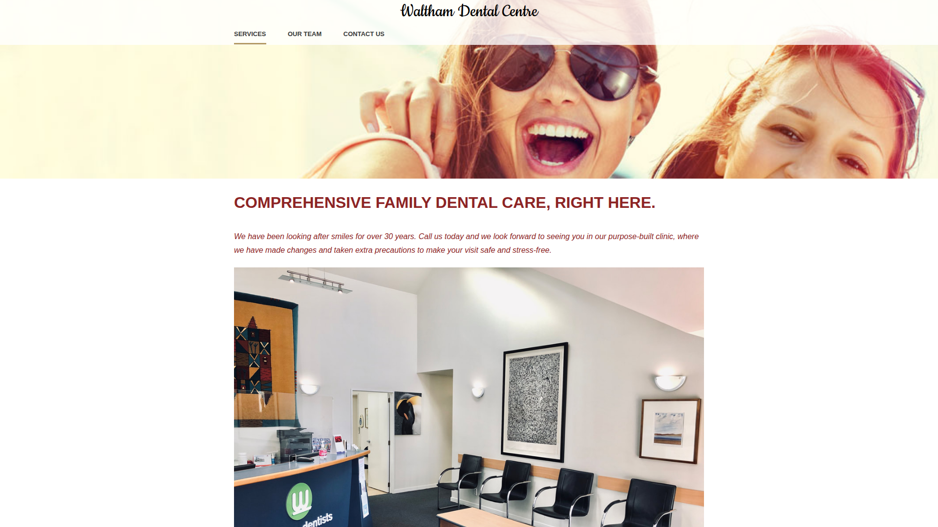 Website snapshot for Waltham Dental Centre