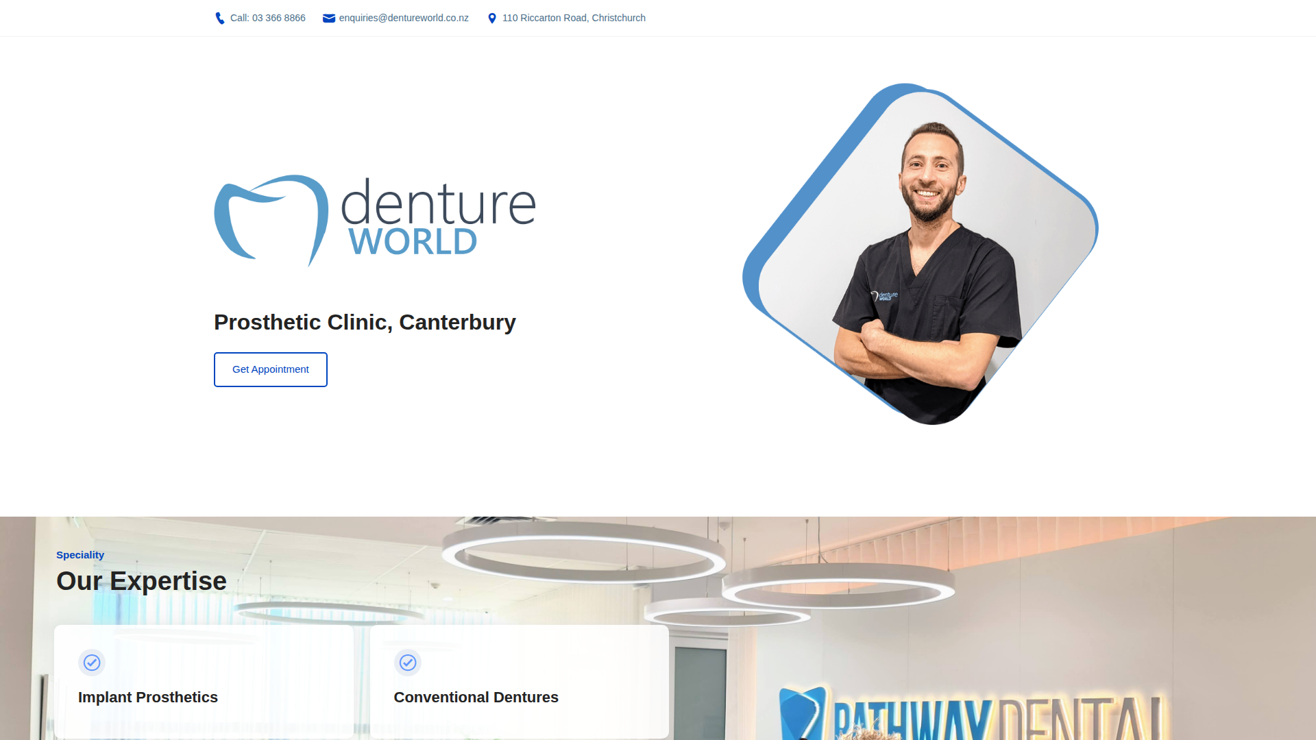 Website snapshot for Denture World Pathway Dental