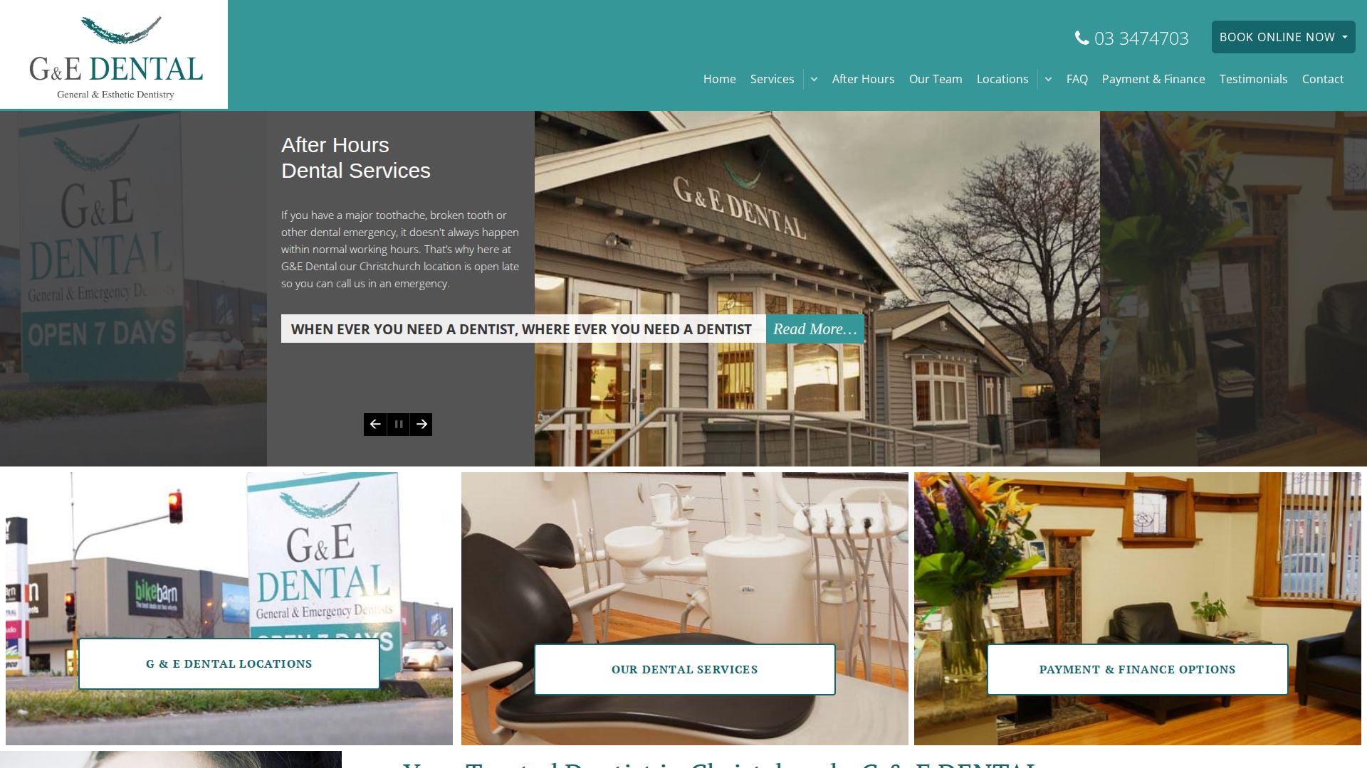Website snapshot for G&E Dental Rangiora
