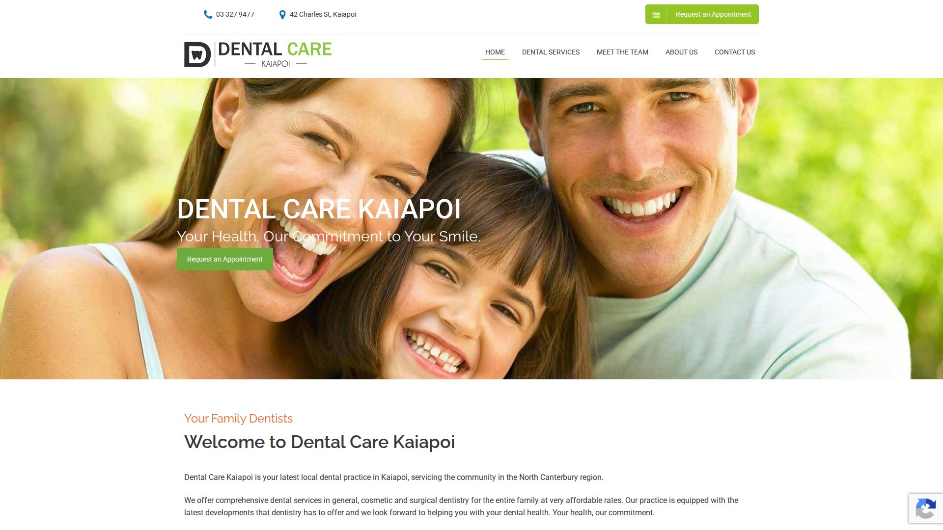 Website snapshot for Dental Care Kaiapoi