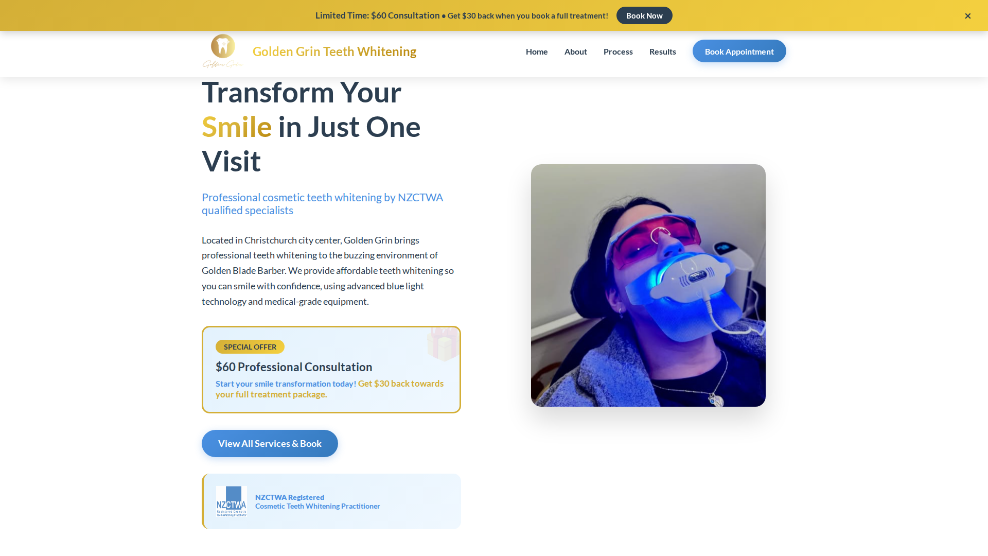 Website snapshot for Golden Grin Teeth Whitening