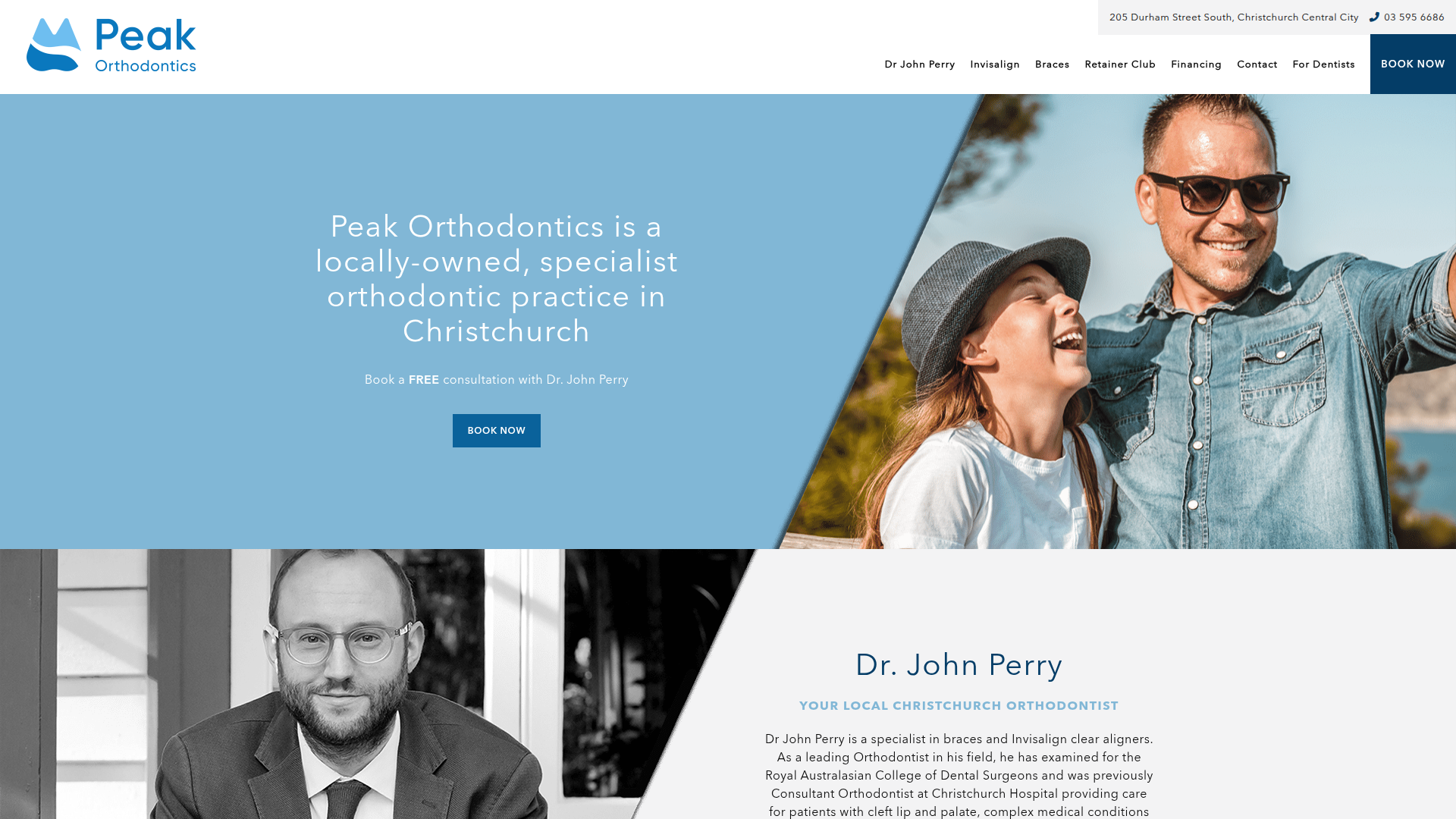 Website snapshot for Peak Orthodontics (Dr John Perry)