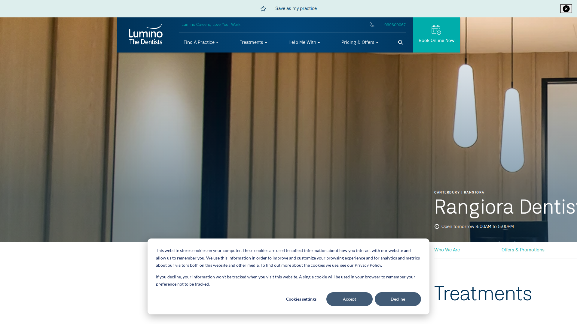 Website snapshot for Lumino The Dentists Rangiora