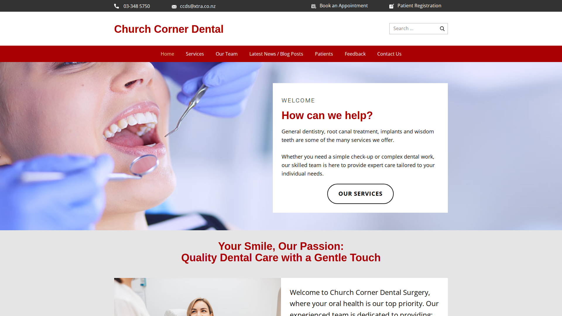 Website snapshot for Church Corner Dental Surgery