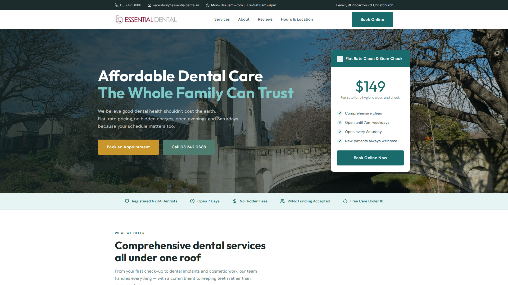 Website snapshot for Essential Dental
