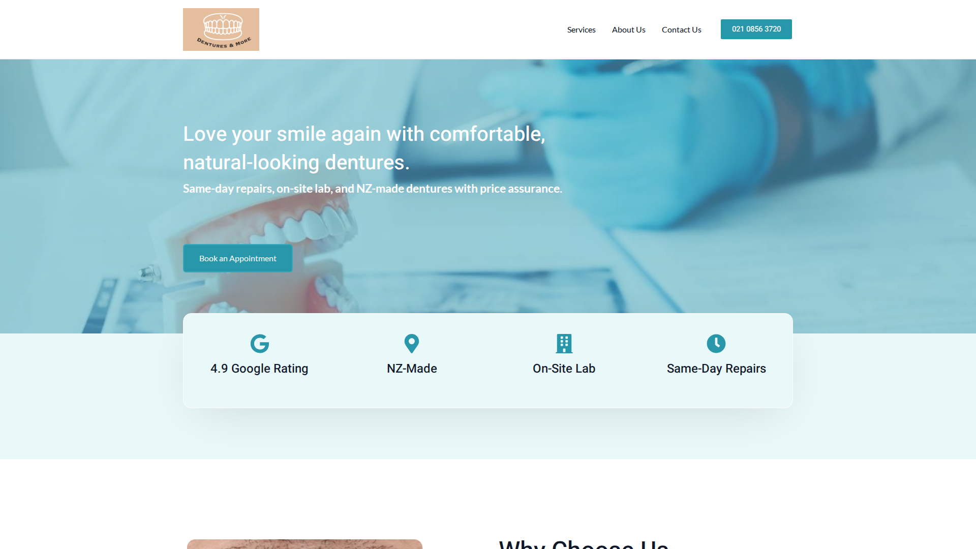 Website snapshot for Dentures & More