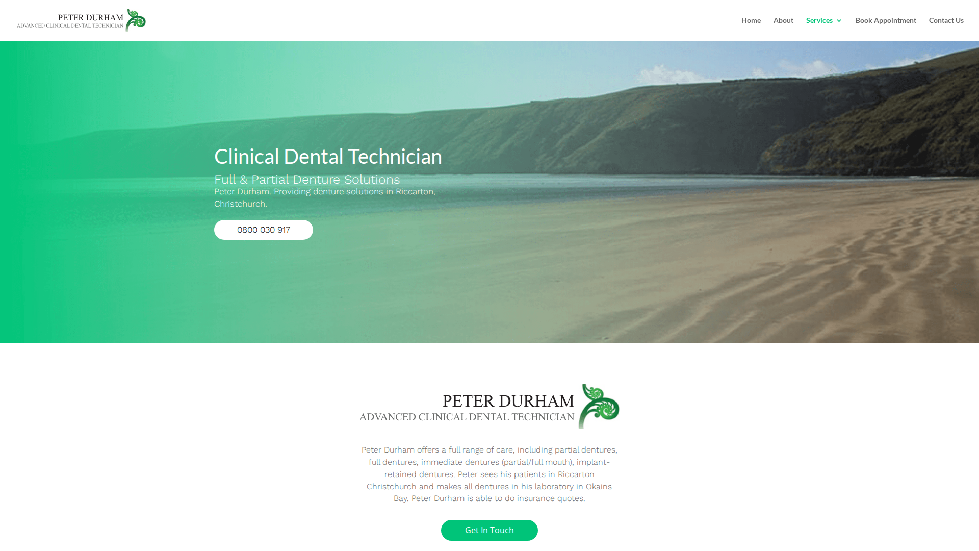 Website snapshot for Peter Durham
