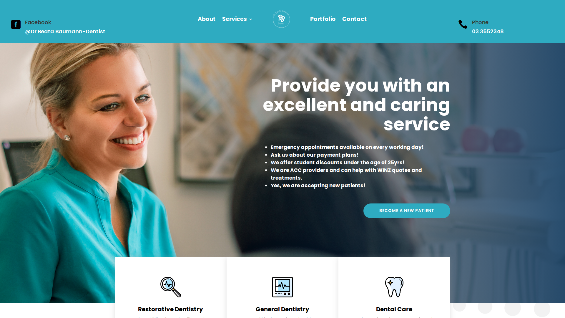 Website snapshot for Beata Baumann Dentist