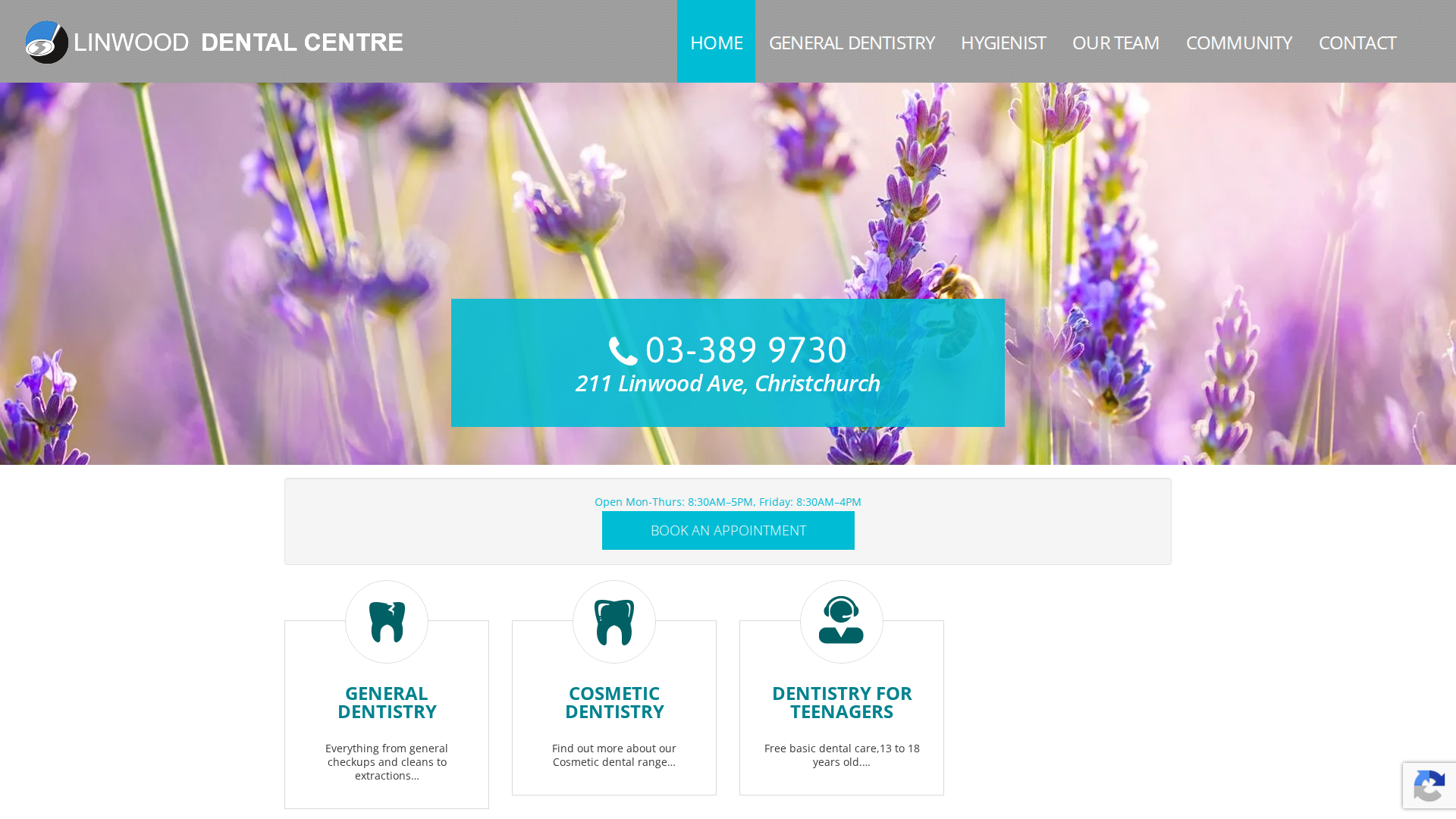 Website snapshot for Linwood Dental Centre