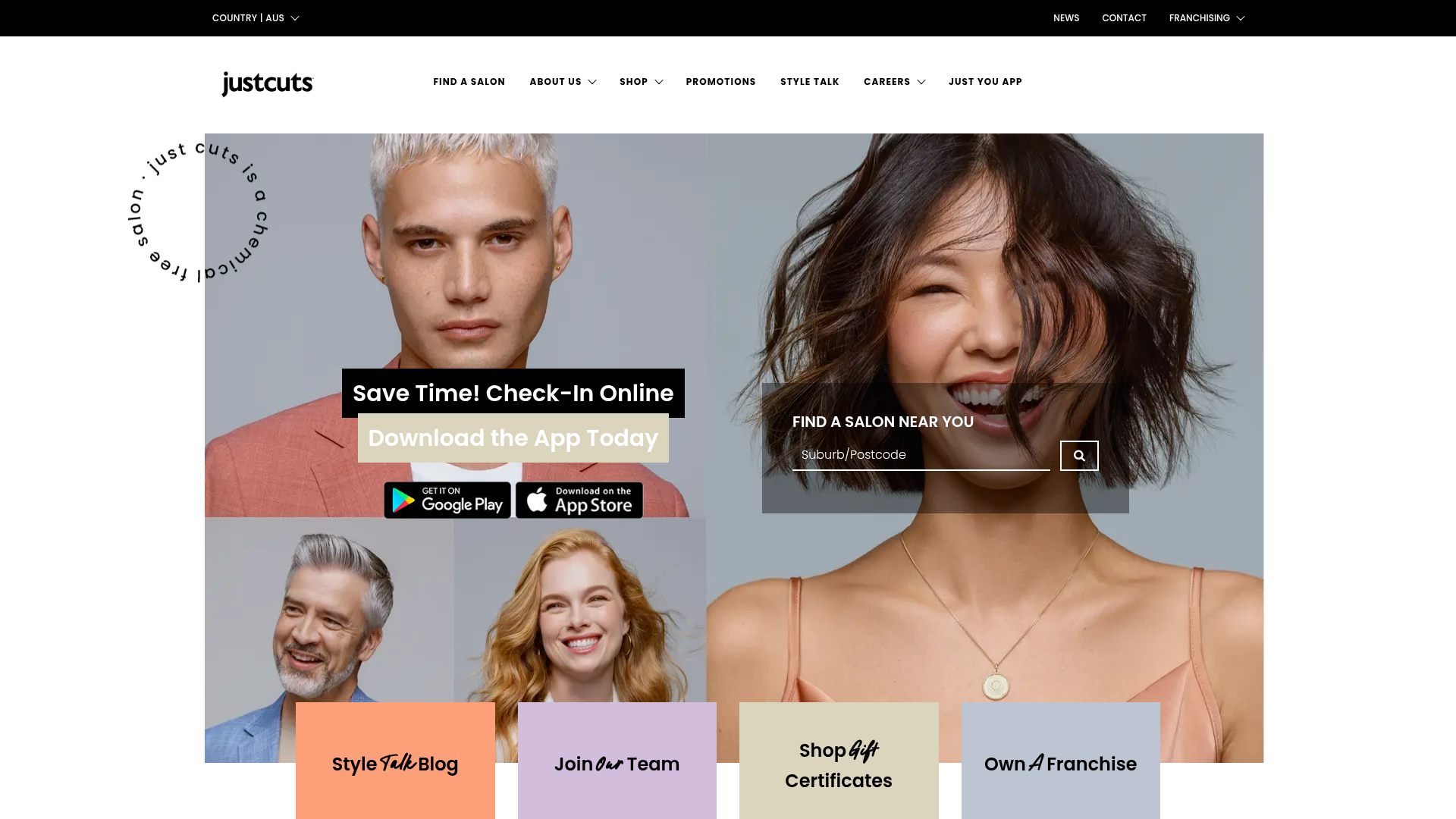 Website snapshot for Just Cuts The Hub