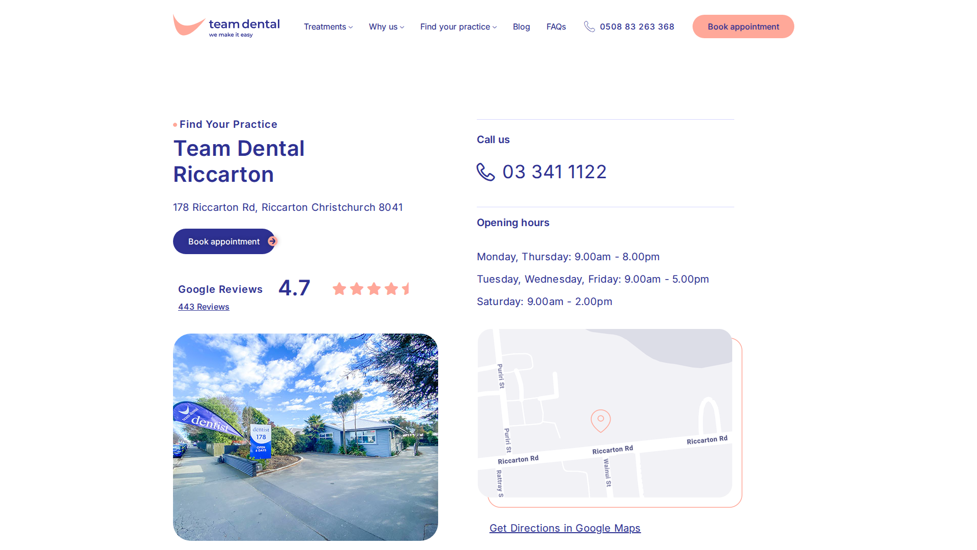 Website snapshot for Team Dental Riccarton