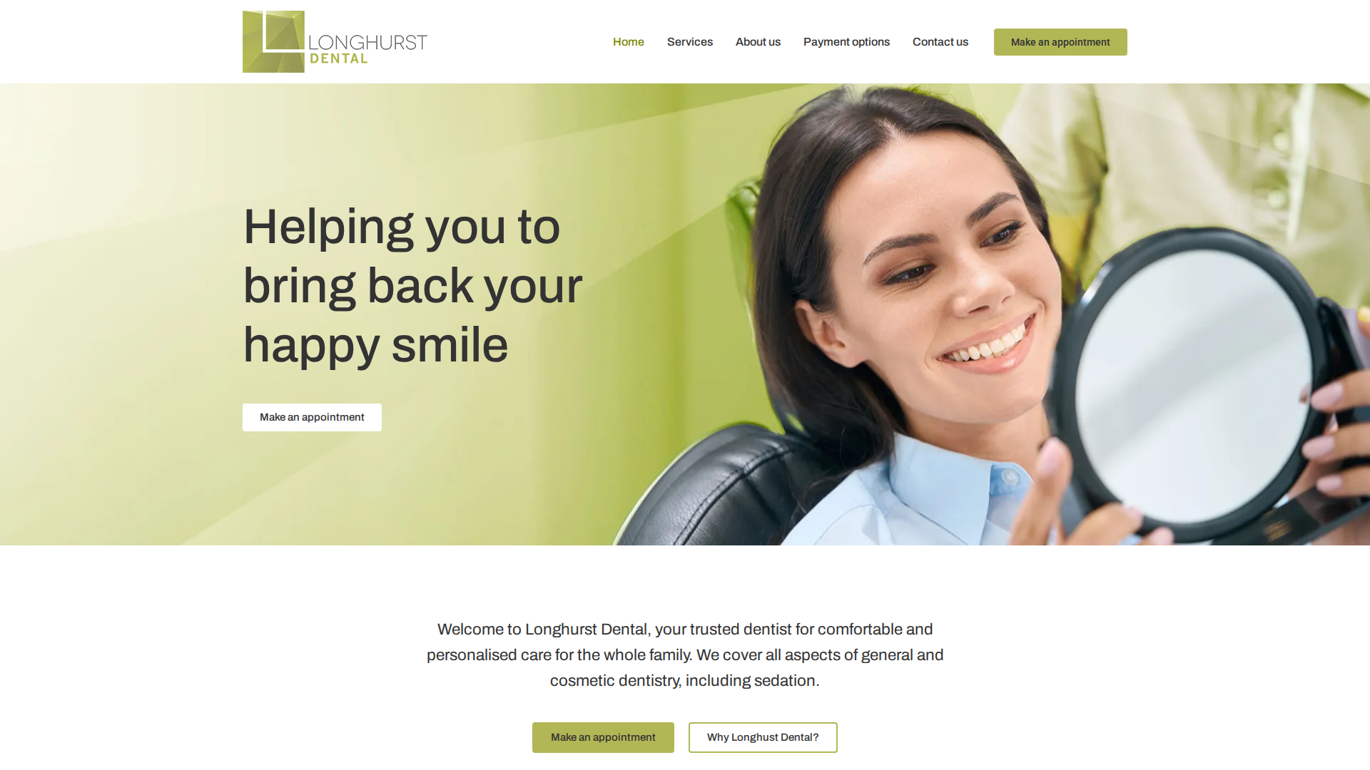 Website snapshot for Longhurst Dental