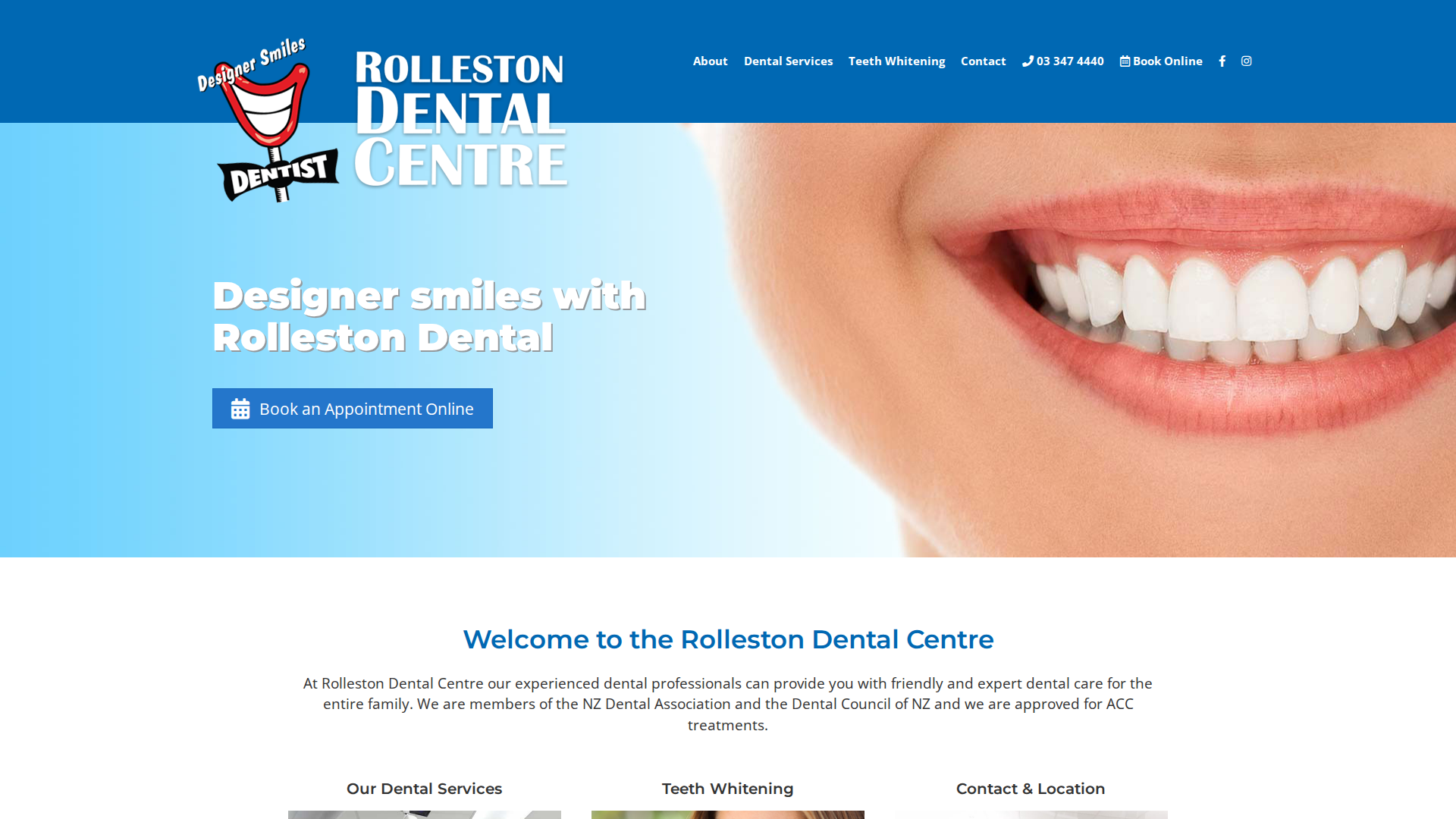 Website snapshot for Rolleston Dental Centre