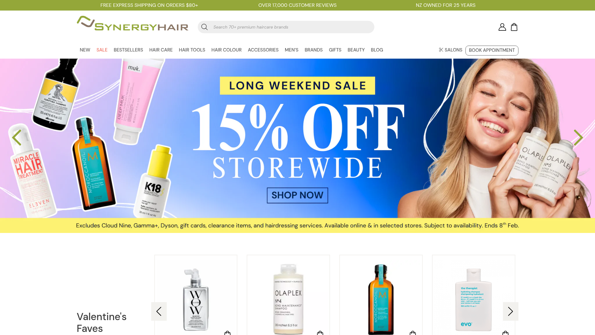 Website snapshot for Synergy Hair Hornby