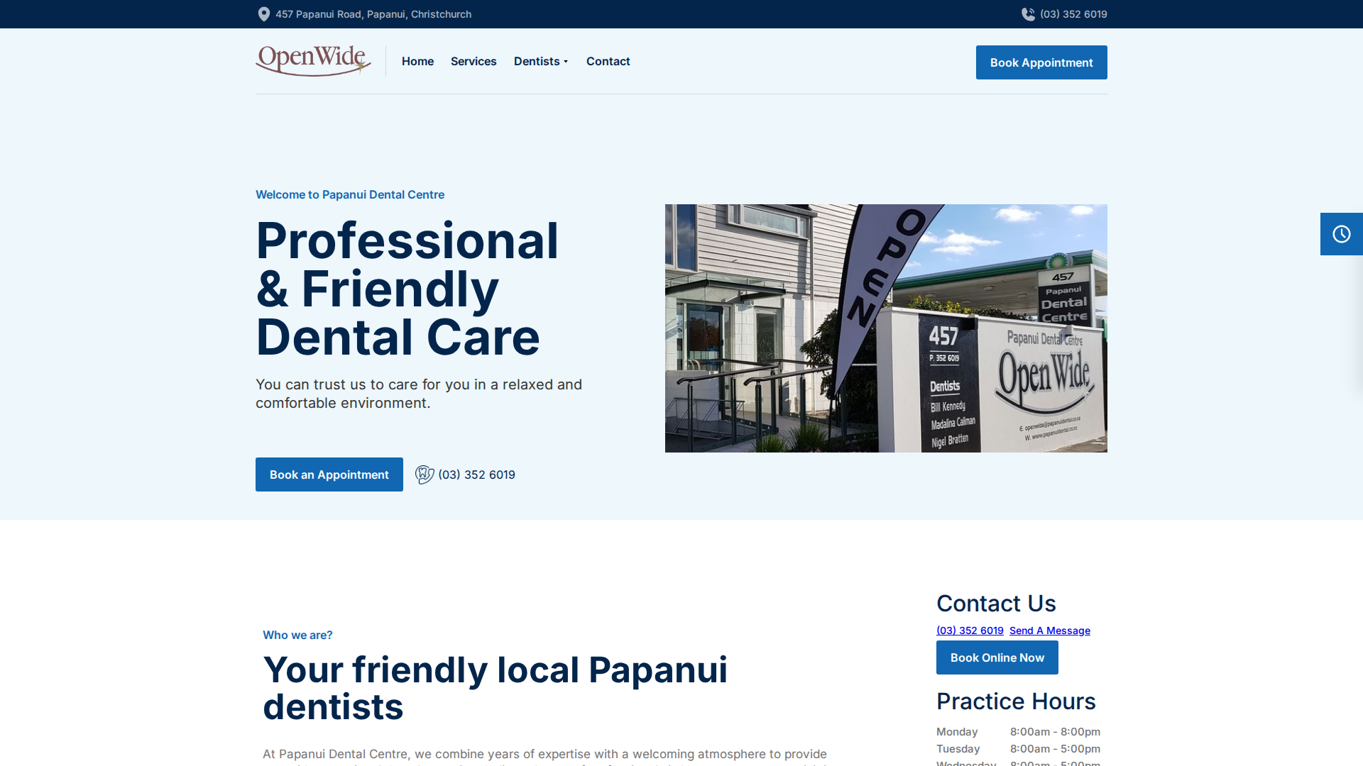 Website snapshot for Nigel Bratten - Papanui Dental Centre