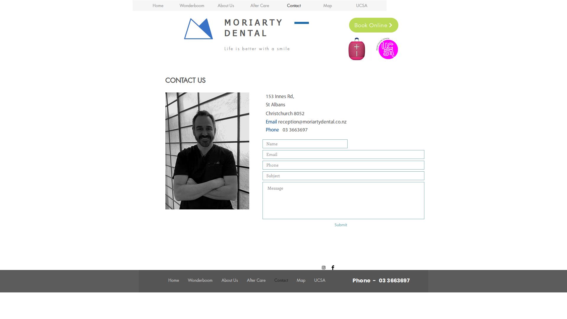 Website snapshot for Moriarty Dental