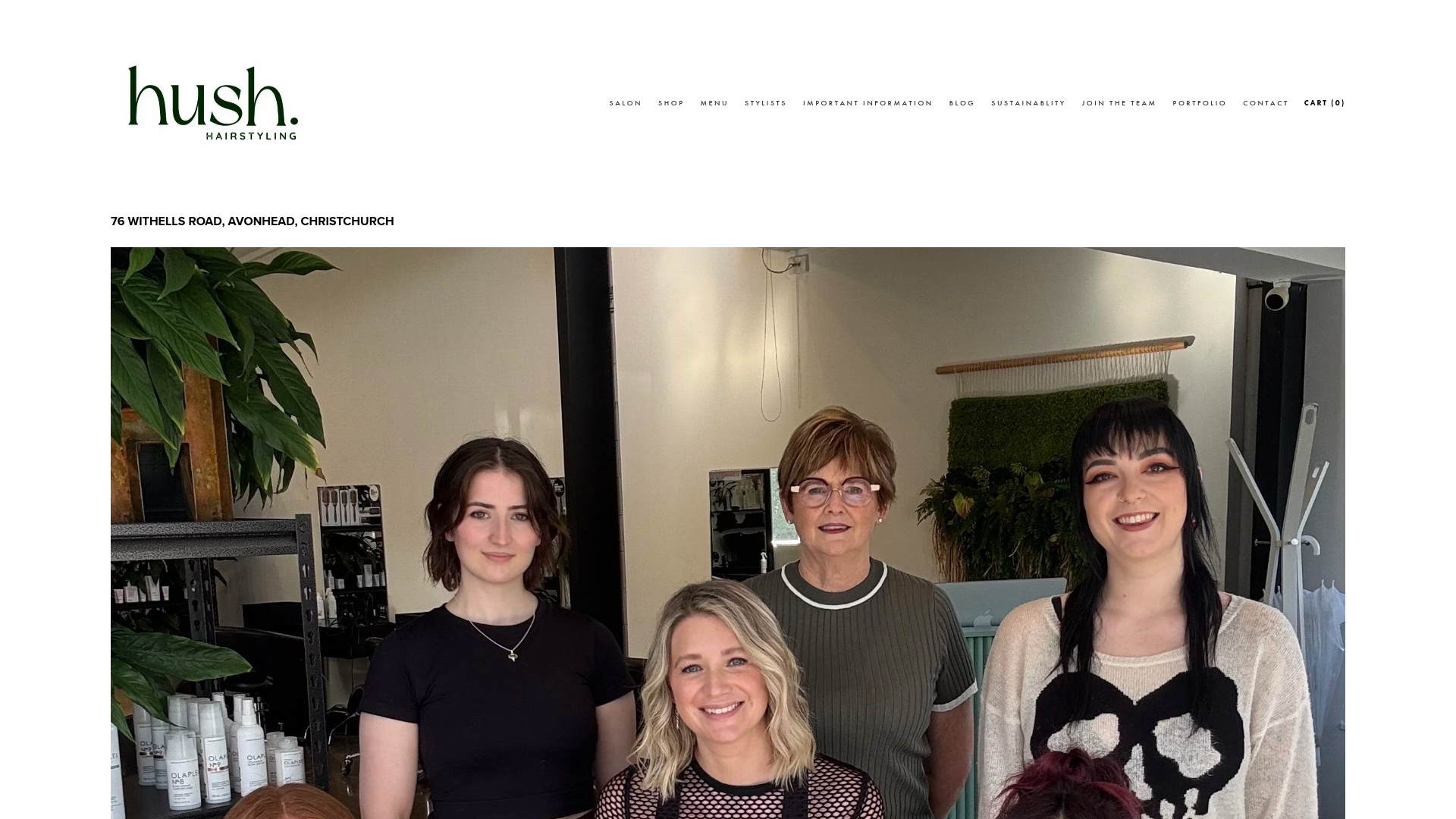 Website snapshot for Hush Hairstyling