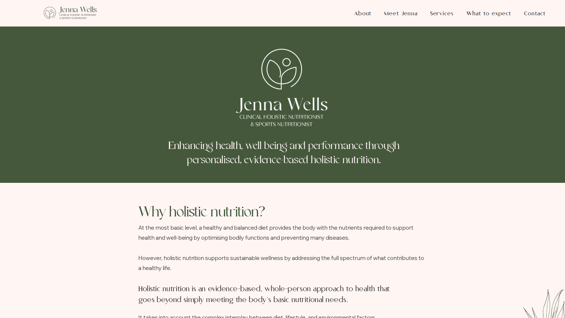 Website snapshot for Jenna Wells