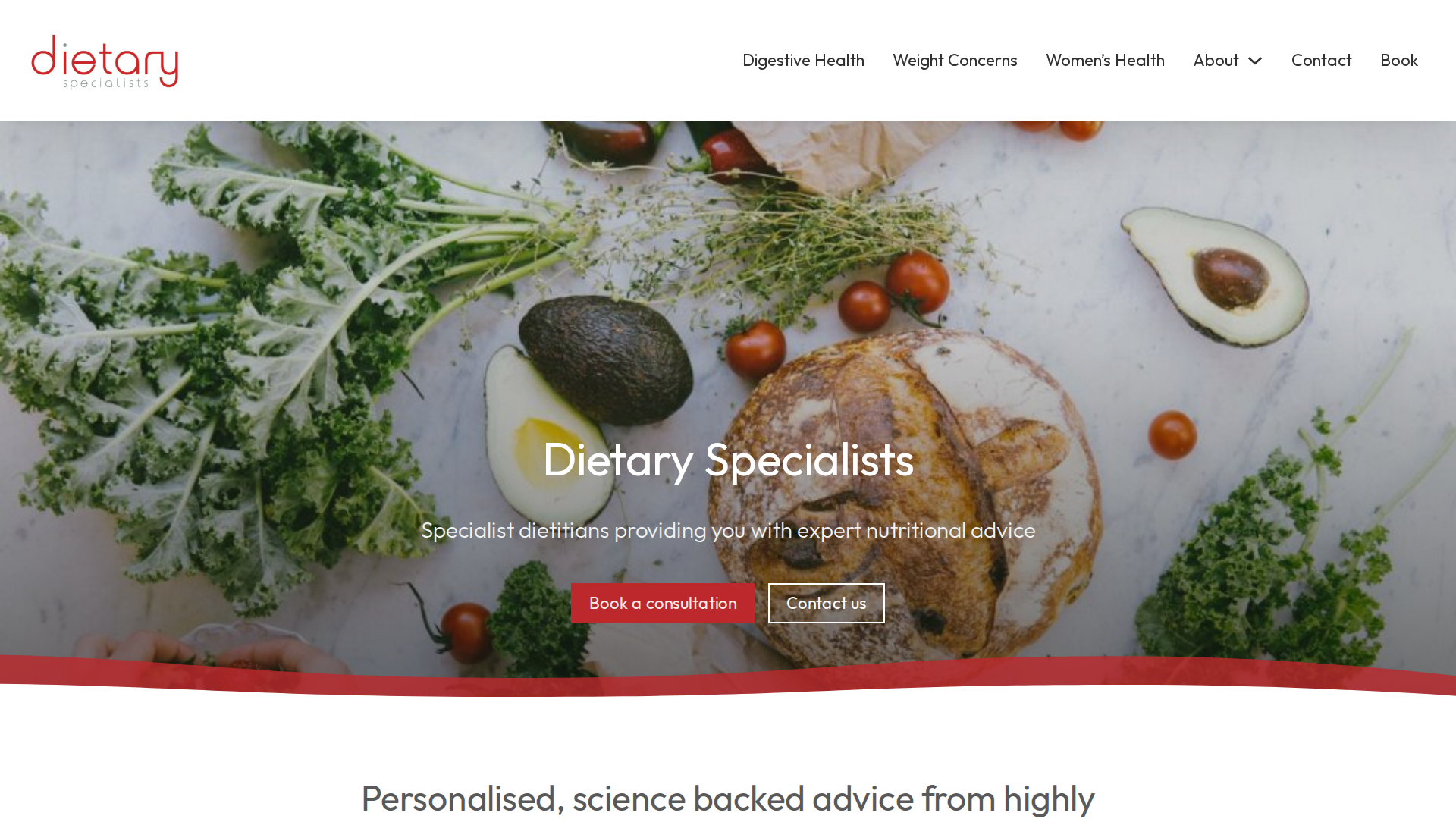 Website snapshot for Dietary Specialists