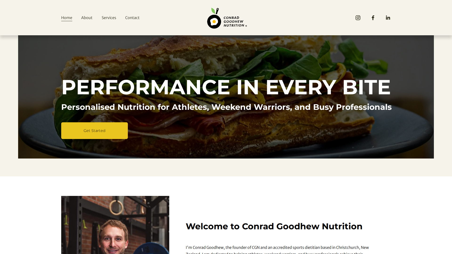 Website snapshot for Conrad Goodhew Nutrition