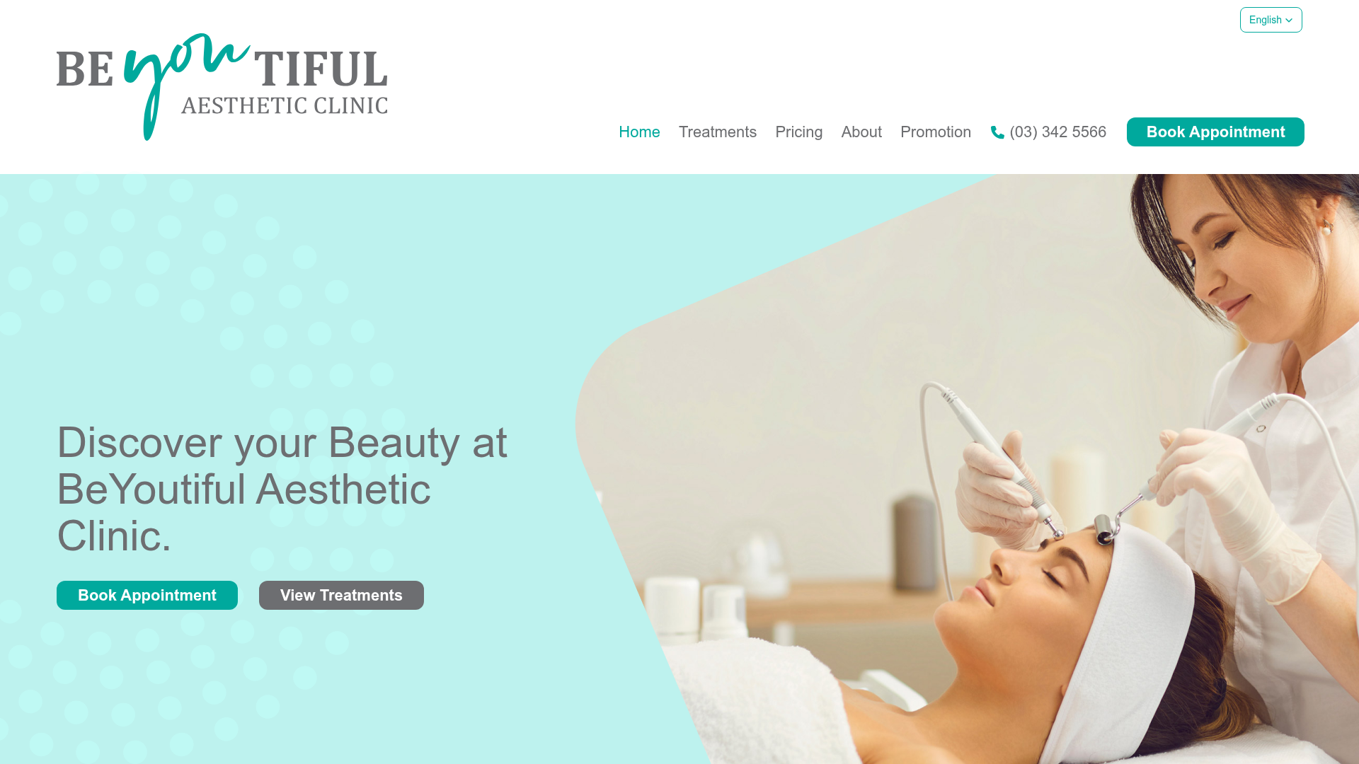 Website snapshot for BeYoutiful Aesthetic Clinic