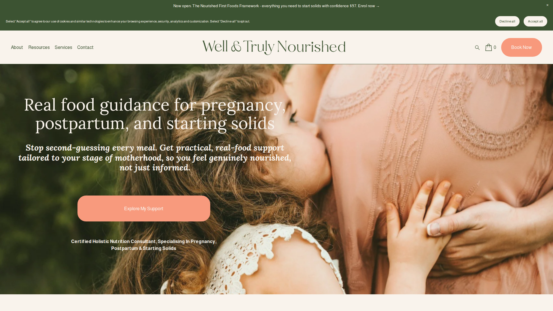 Website snapshot for Well and Truly Nourished