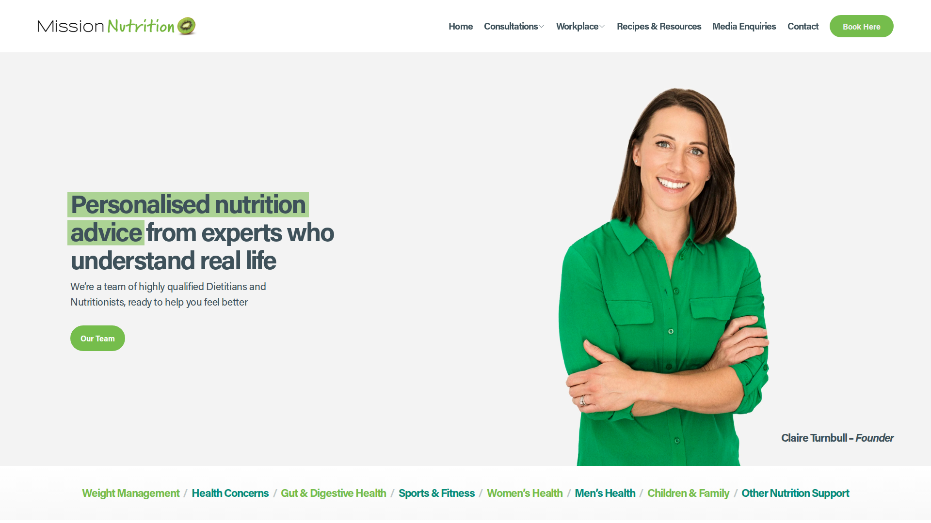 Website snapshot for Mission Nutrition Hoon Hay