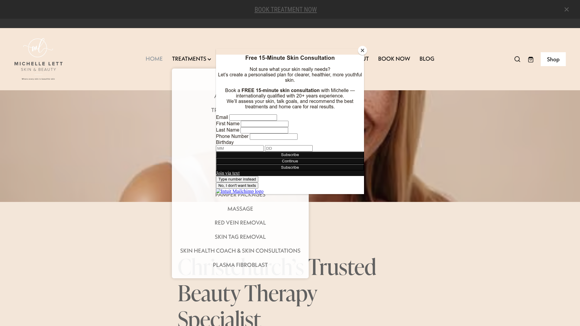 Website snapshot for Michelle Lett Skin and Beauty