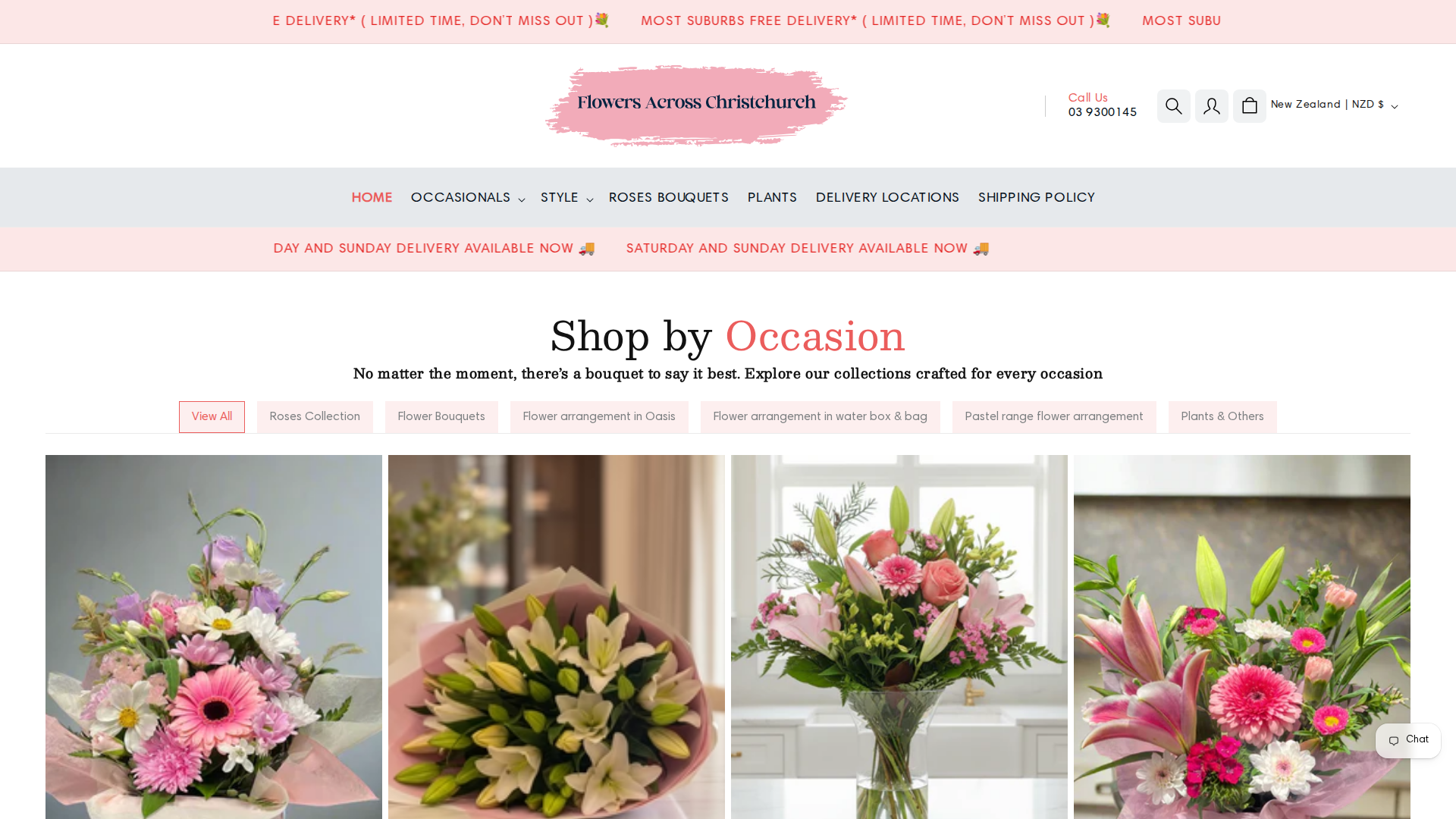 Website snapshot for Flowers Across Christchurch