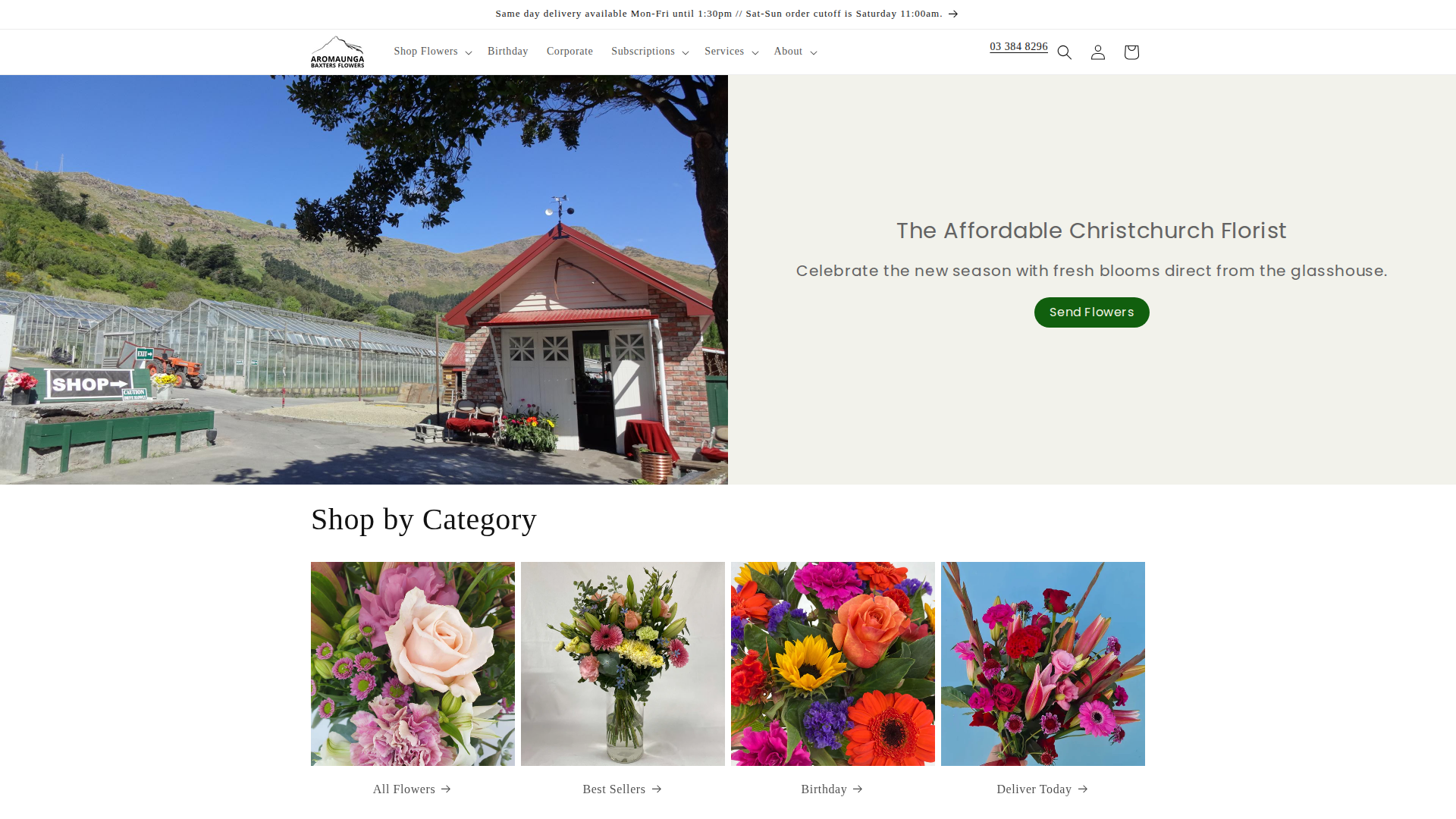 Website snapshot for Aromaunga Baxters Flowers