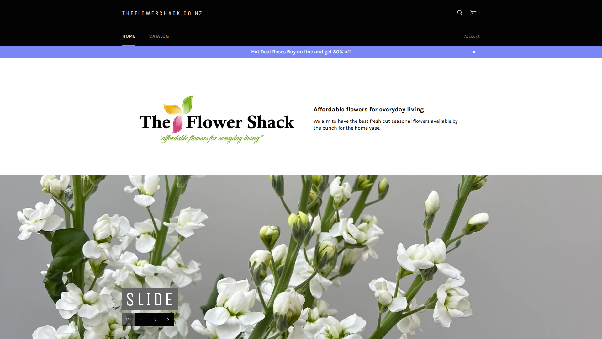 Website snapshot for The Flower Shack