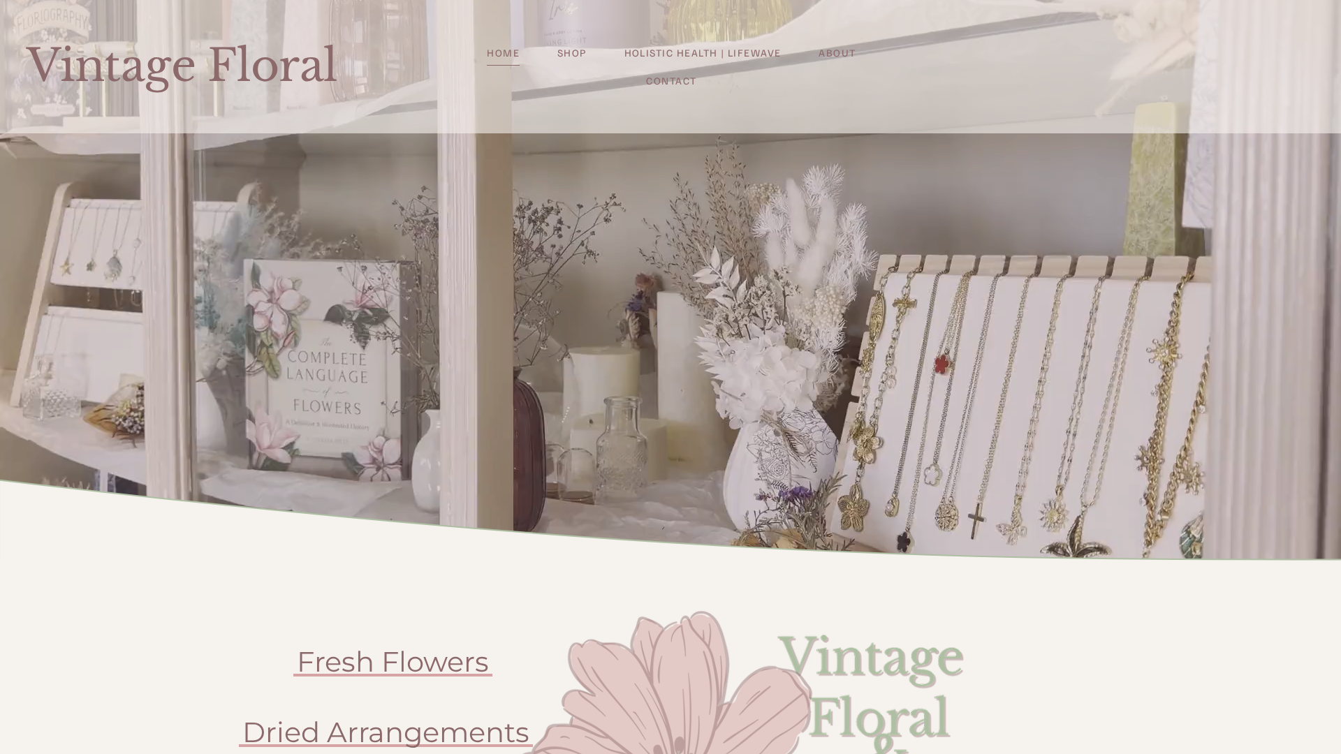 Website snapshot for Vintage Floral & Holistic Health