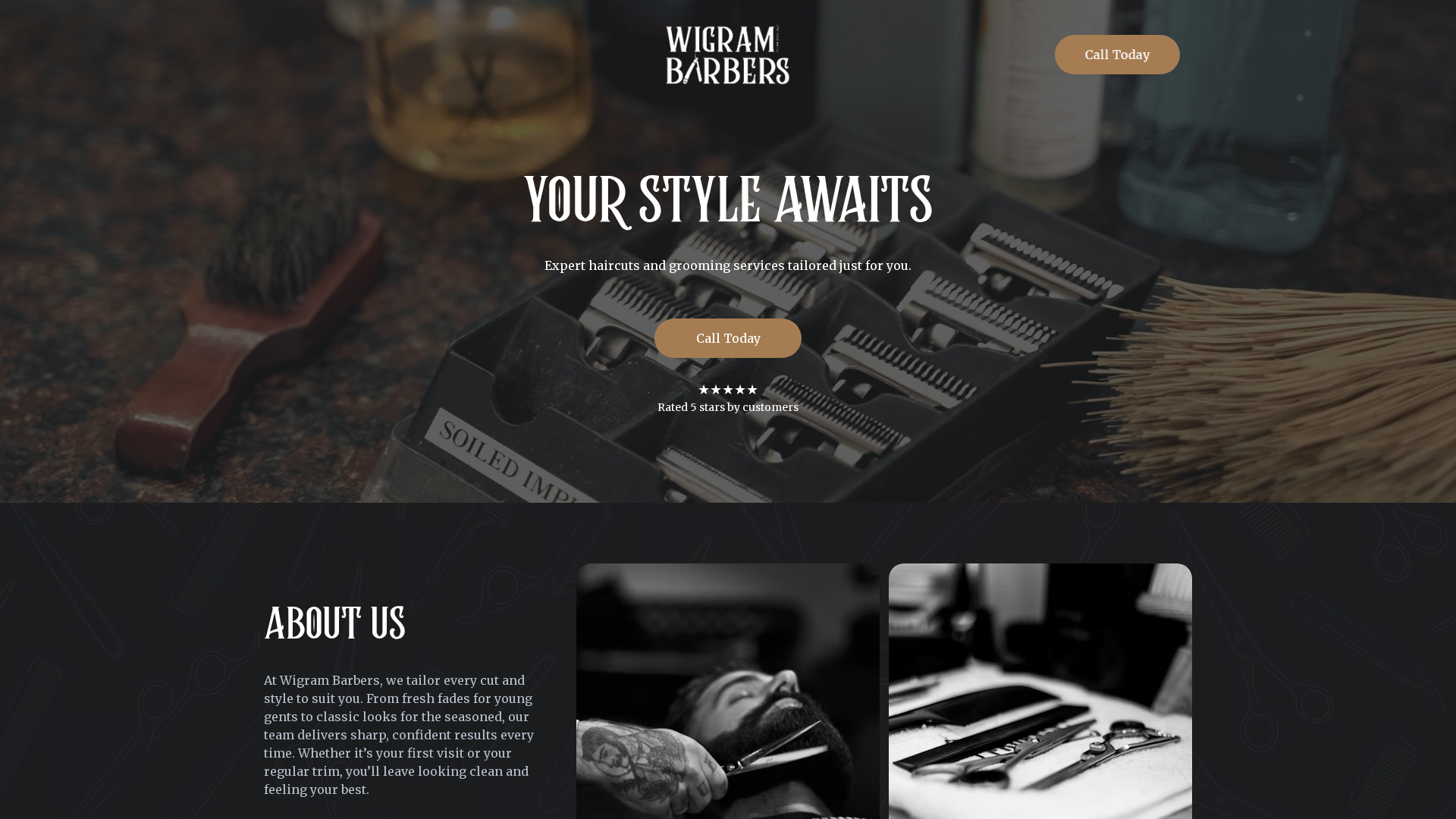 Website snapshot for Wigram Barbers