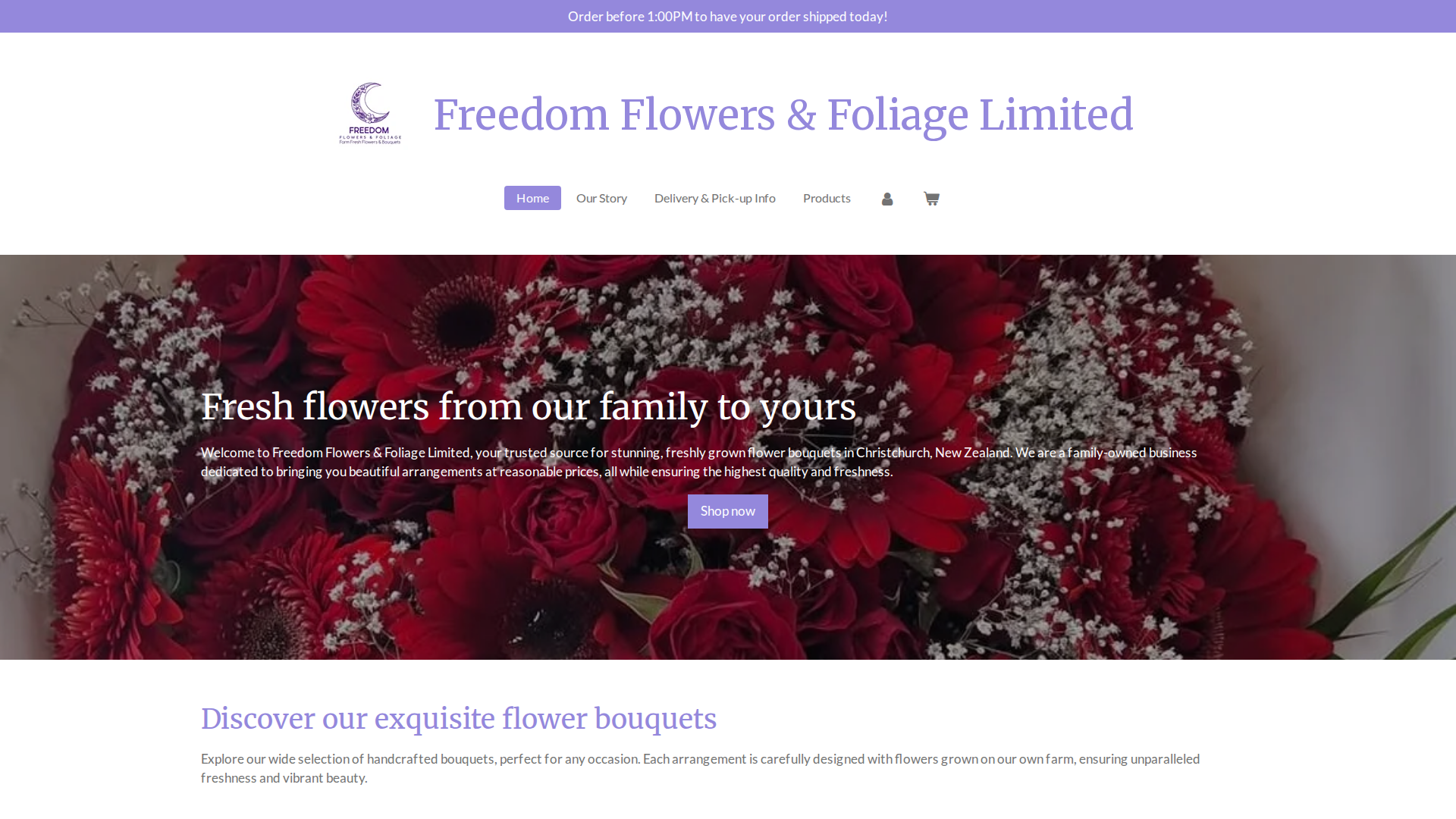 Website snapshot for Freedom Flowers and Foliage