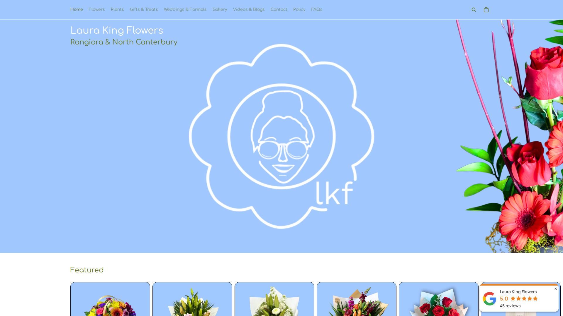 Website snapshot for Laura King Flowers
