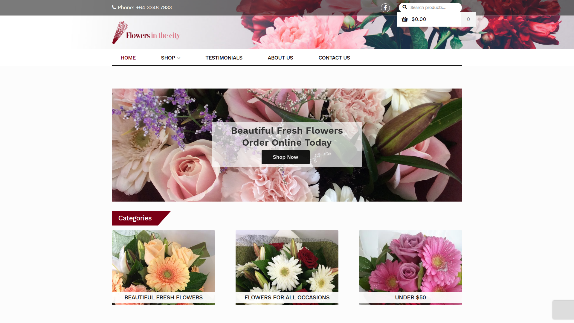 Website snapshot for Flowers in the City