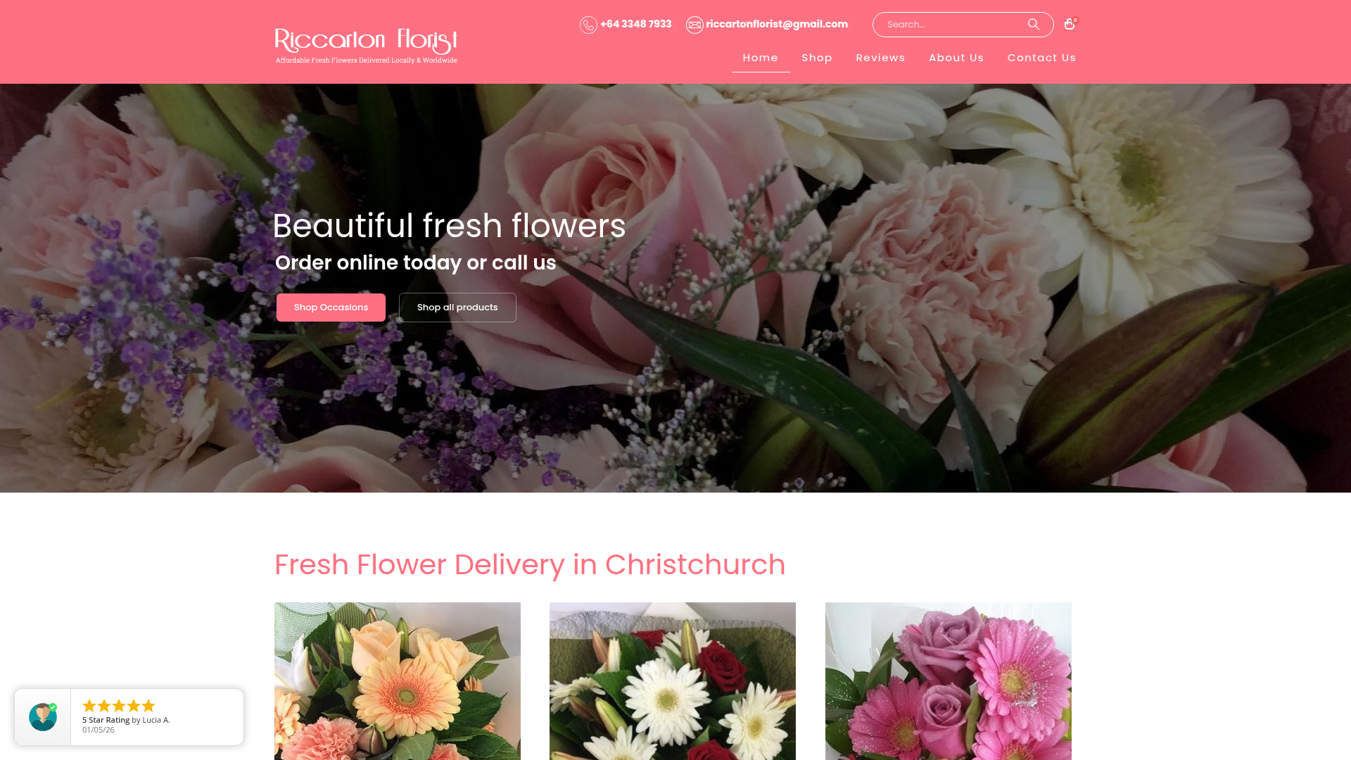 Website snapshot for Riccarton Florist