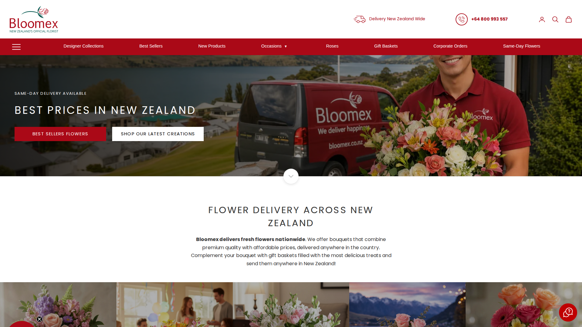 Website snapshot for NZ Blooms