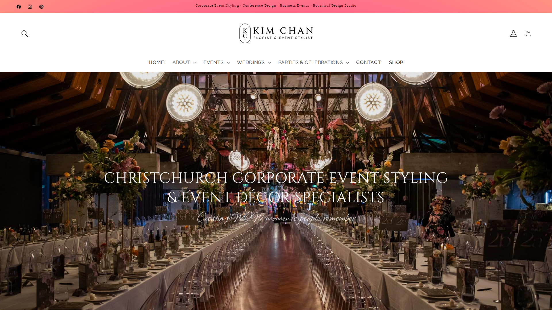 Website snapshot for Kim Chan Florist & Event Stylist