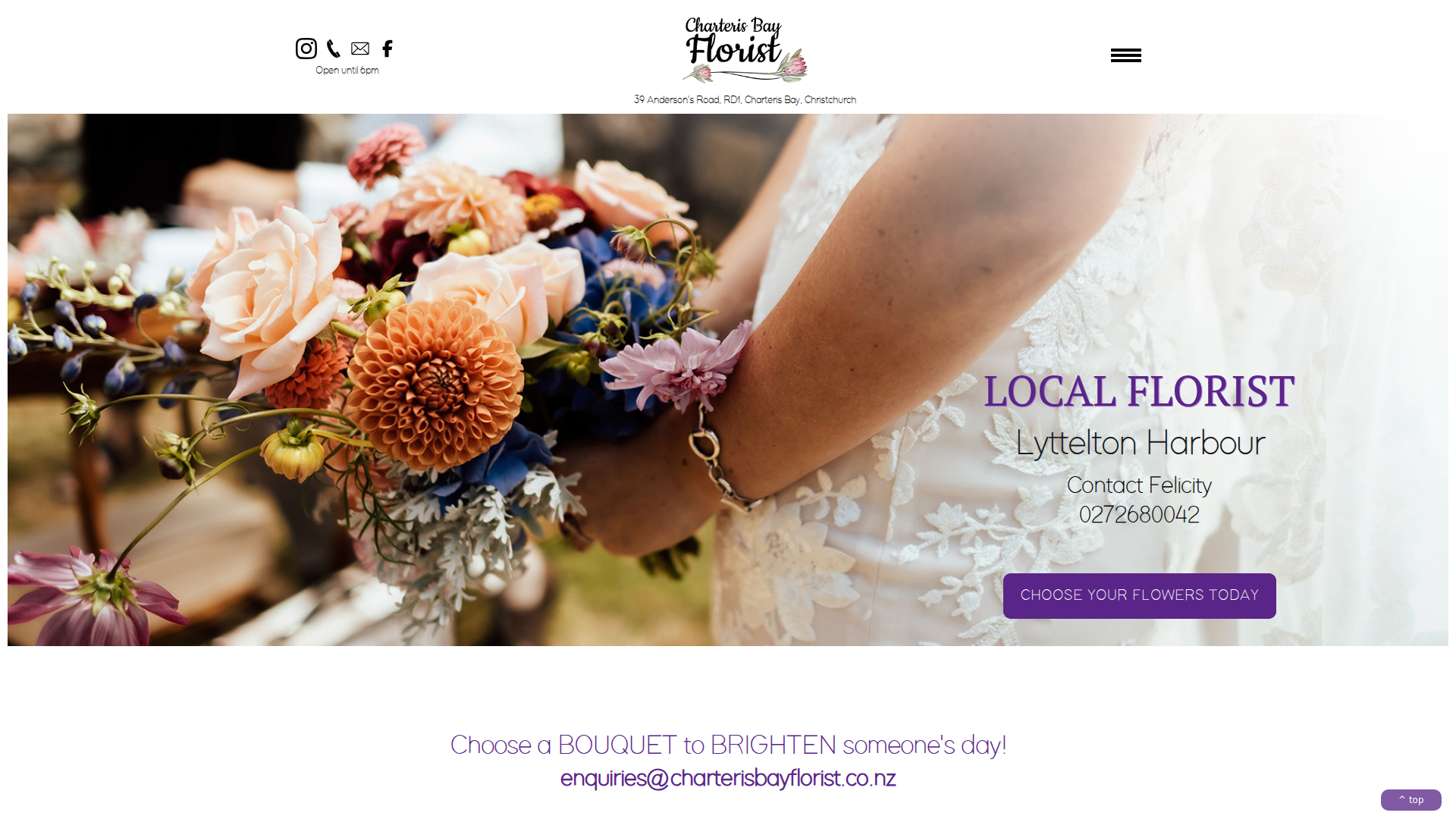 Website snapshot for Charteris Bay Florist