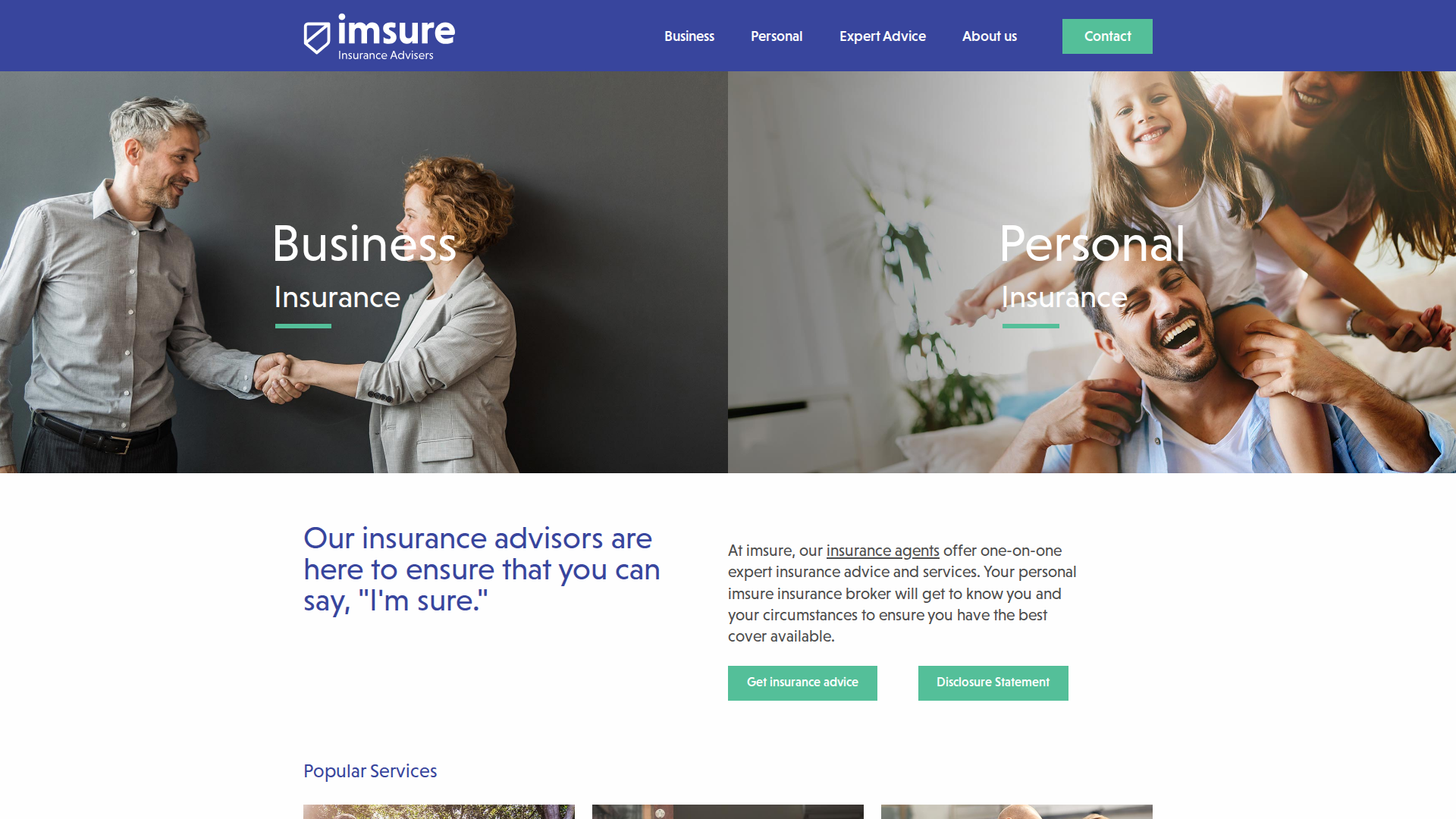 Website snapshot for imsure Insurance Advisers