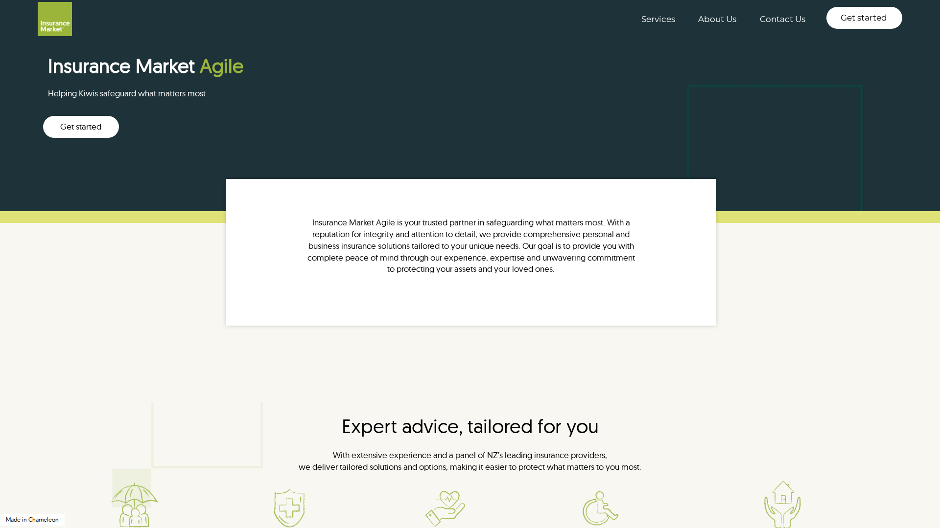 Website snapshot for Insurance Market Agile